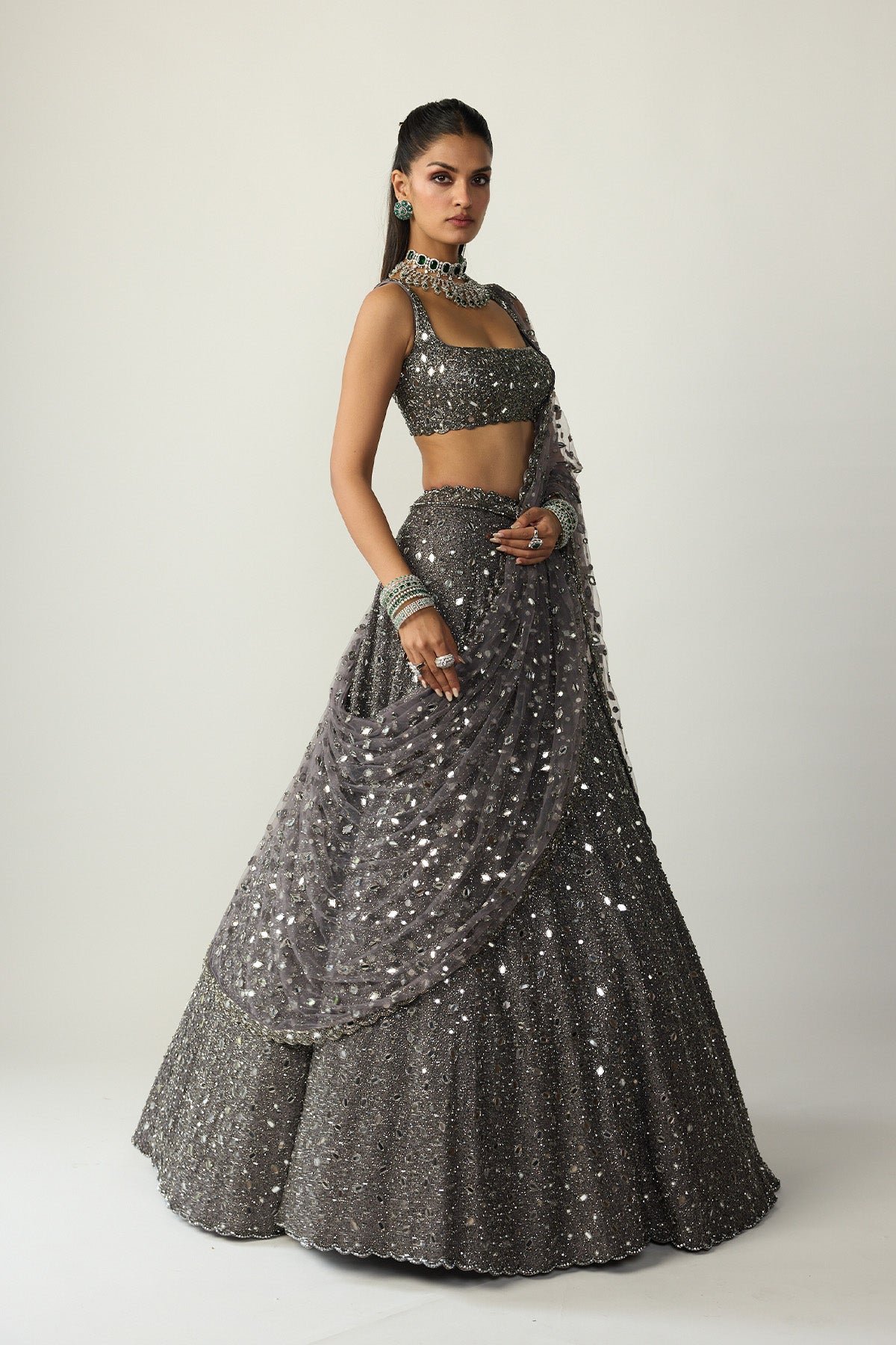Metallic Grey Lehenga Set