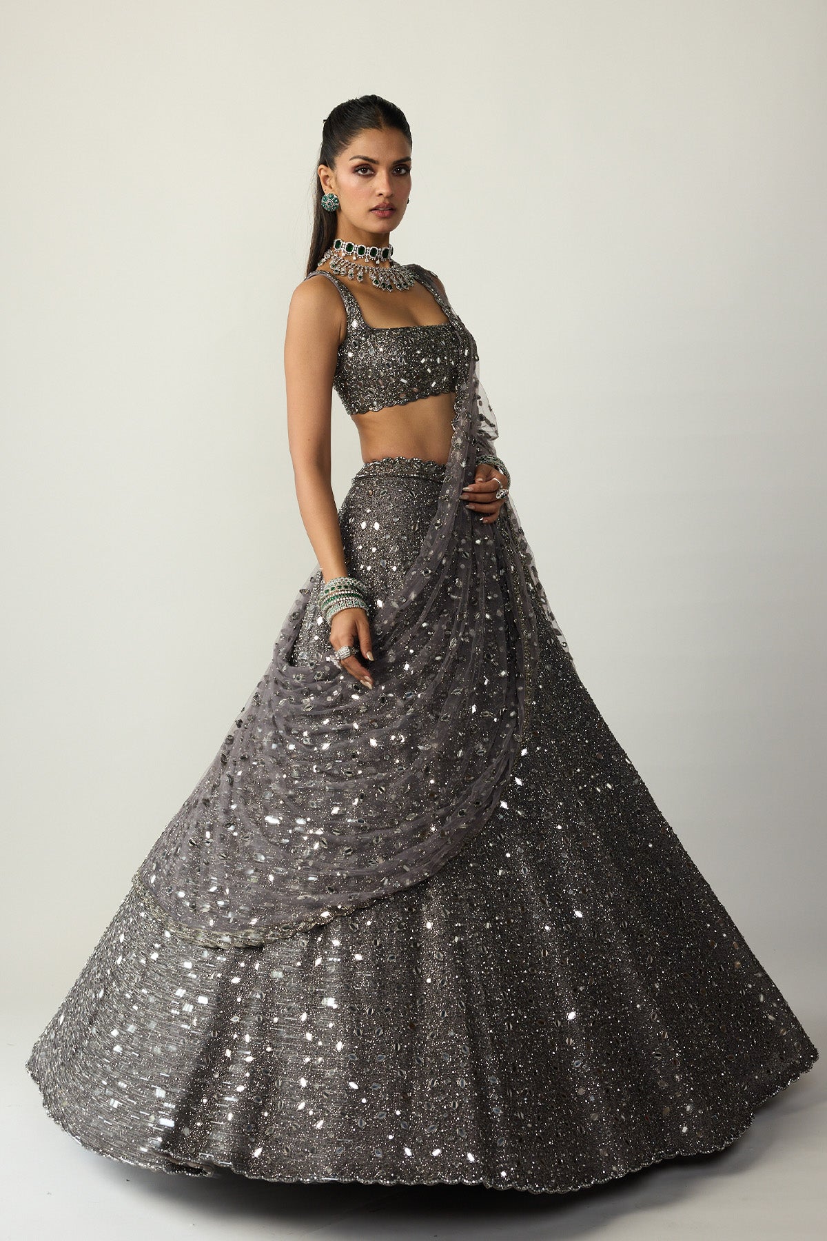Metallic Grey Lehenga Set