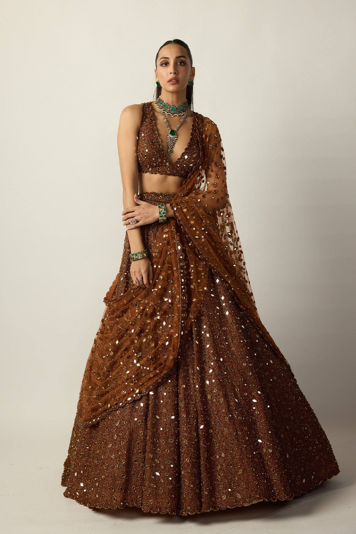 Metallic Copper Lehenga Set