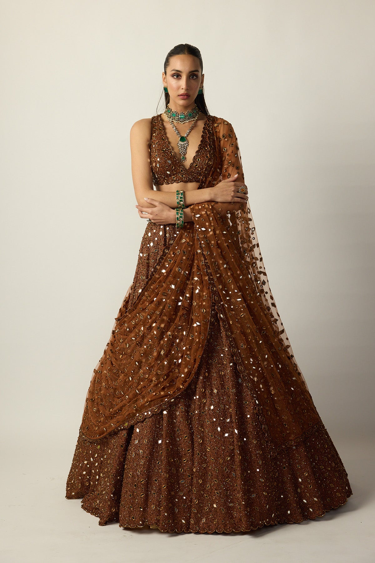 Metallic Copper Lehenga Set