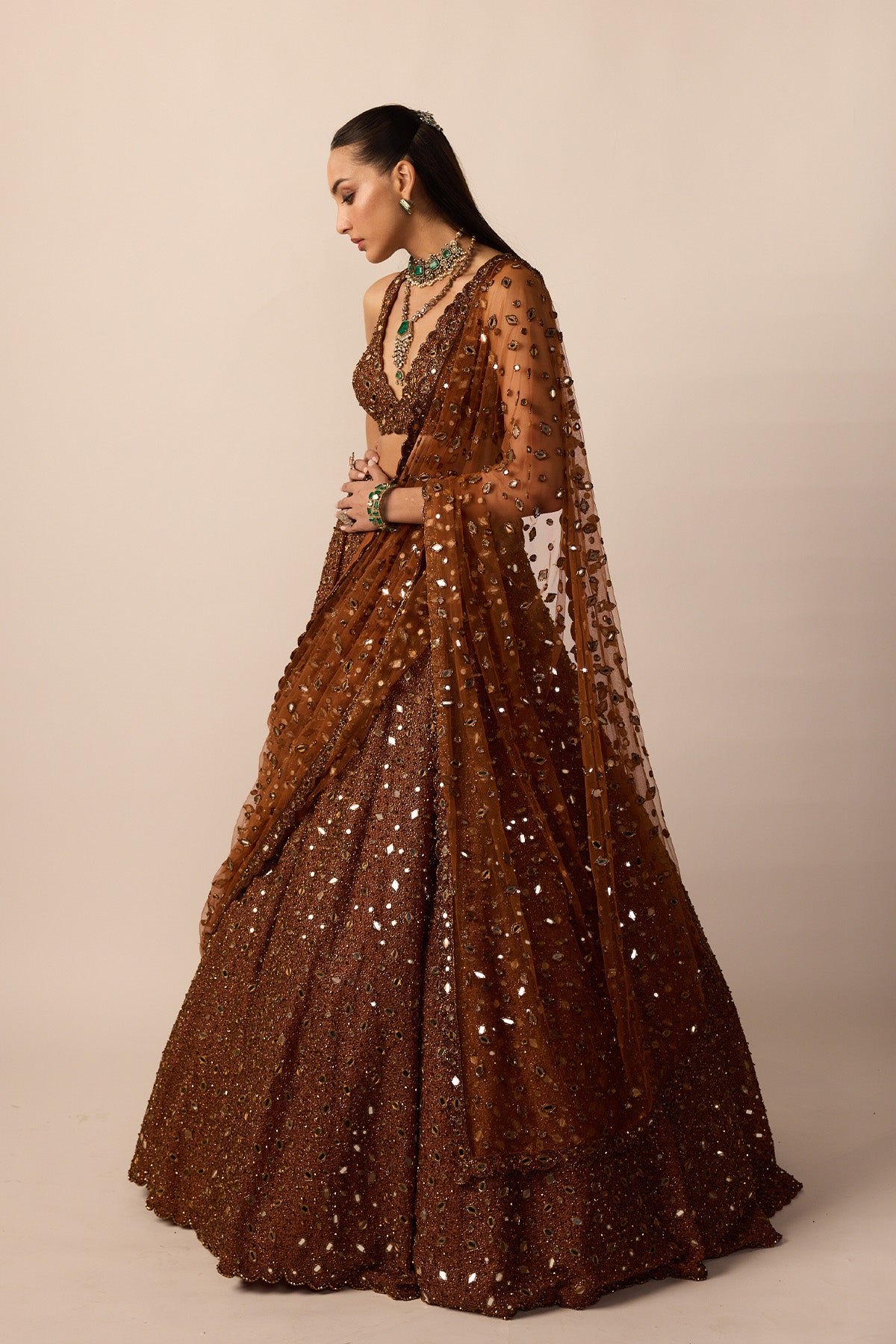 Metallic Copper Lehenga Set