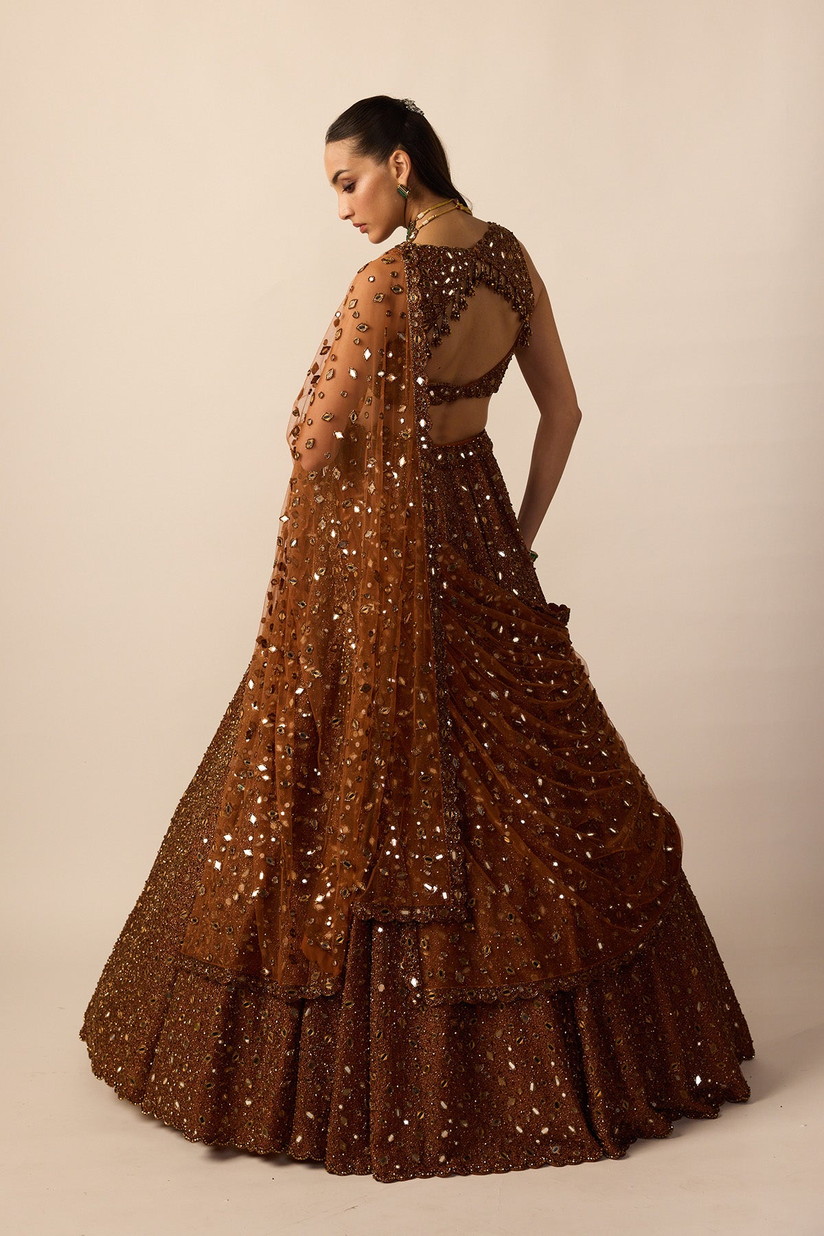 Metallic Copper Lehenga Set