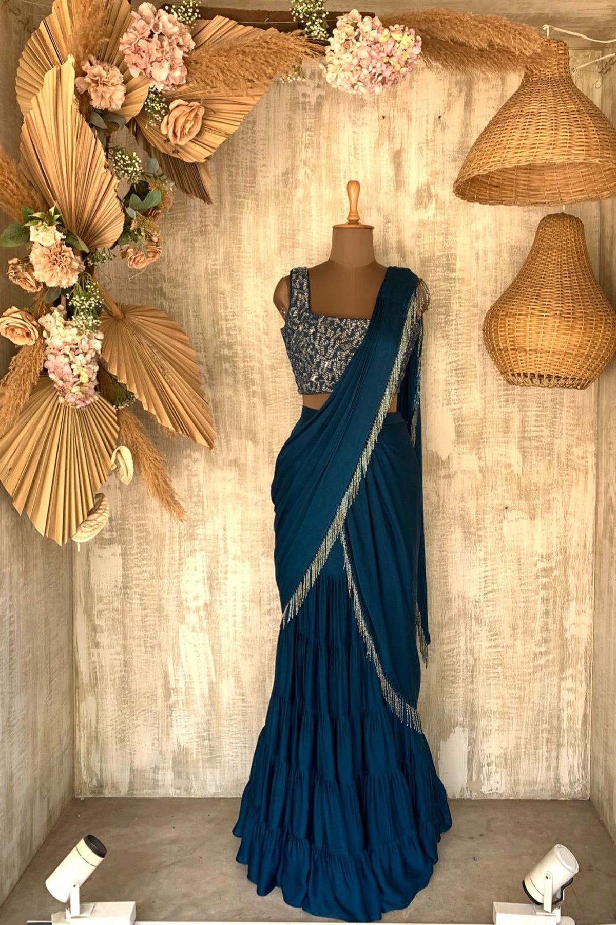 Blue Gul Frill Saree - Ready to ship