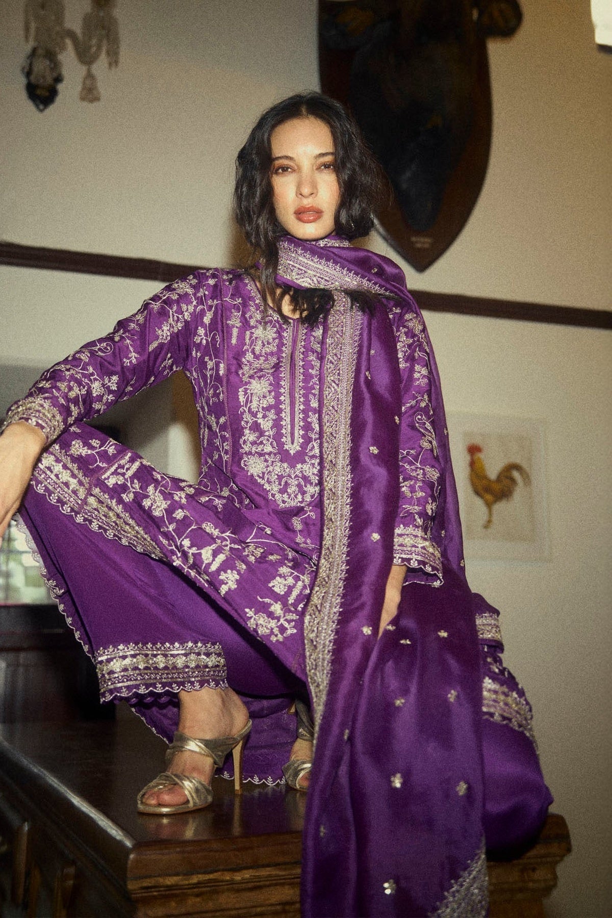 Aari Parrot A Line Kurta Set
