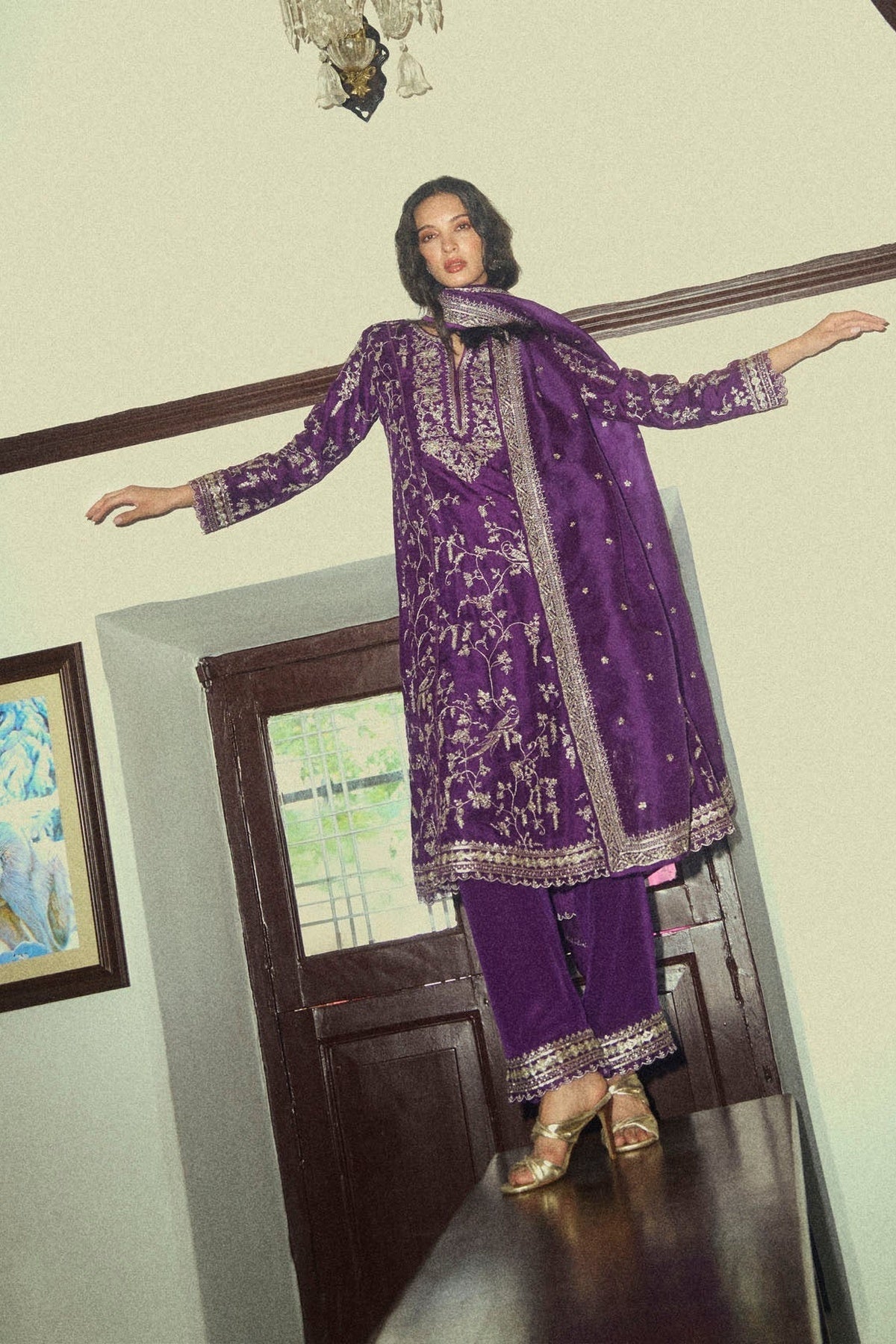 Aari Parrot A Line Kurta Set