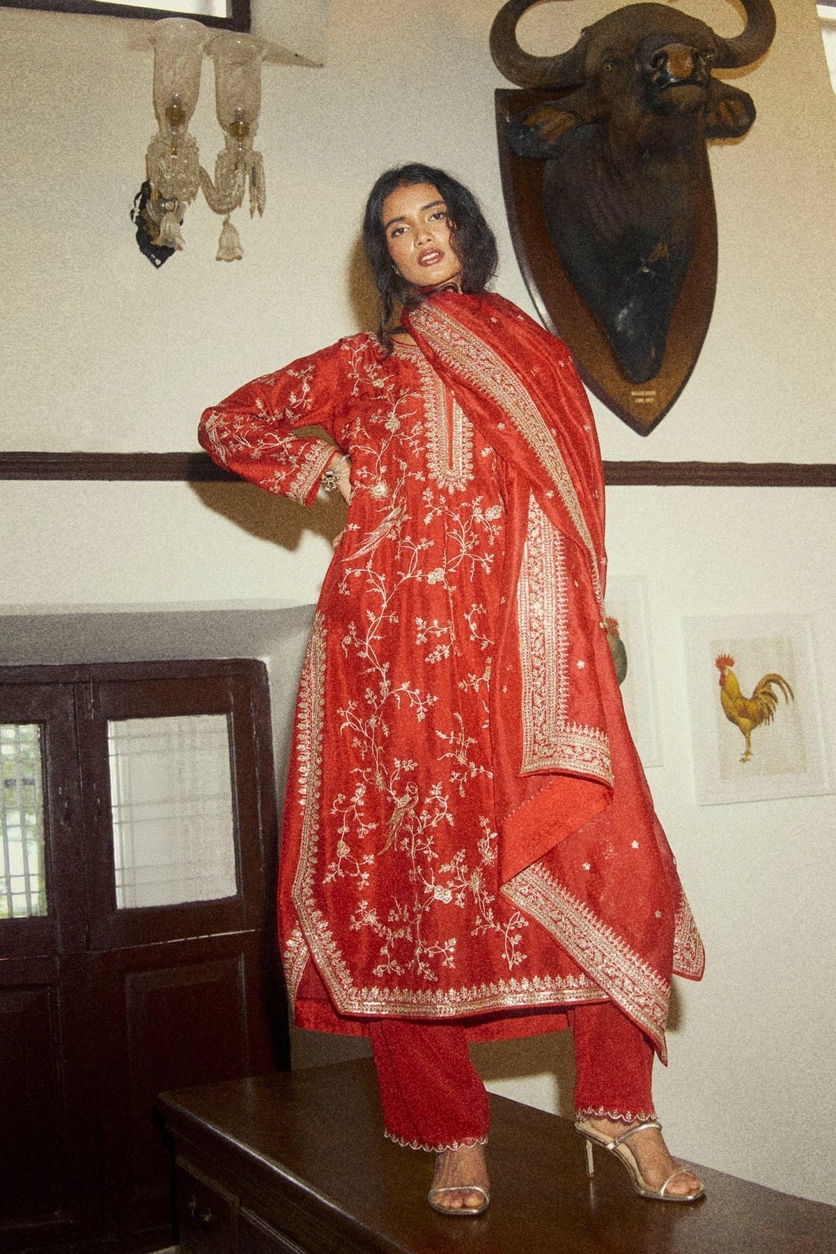 Aari Parrot Straight Cut Kurta Set