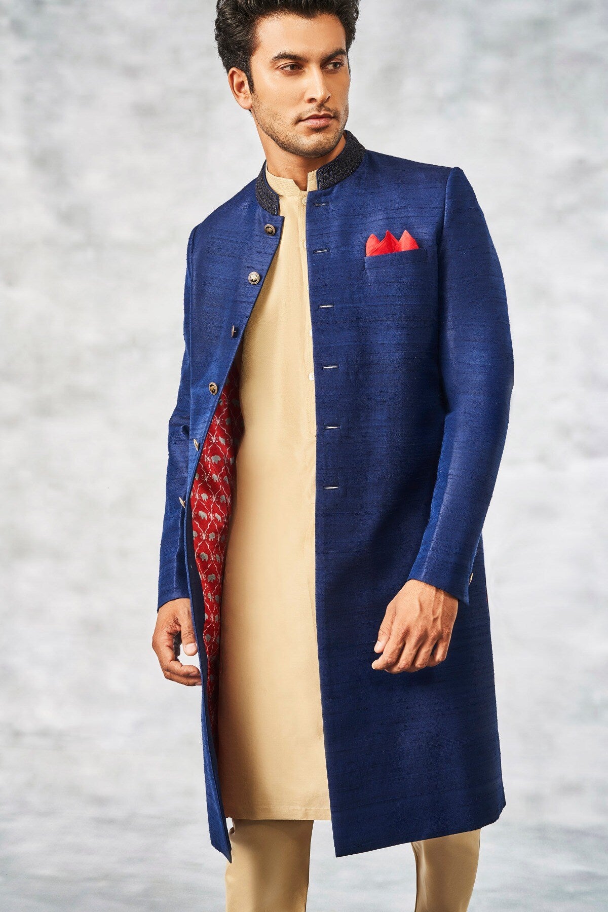 EJAZ SHERWANI - NAVY BLUE