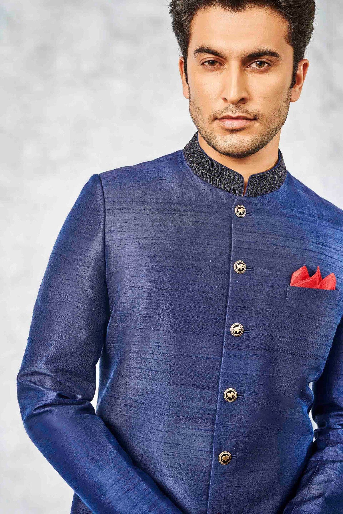 EJAZ SHERWANI - NAVY BLUE