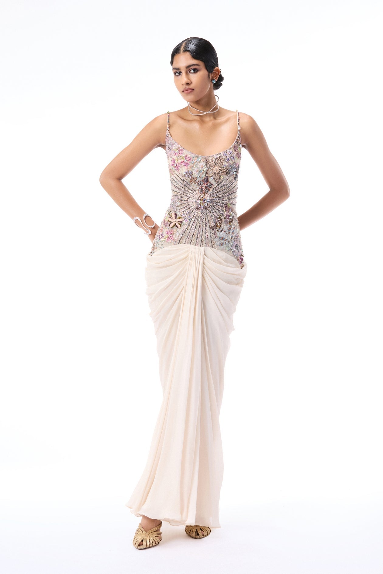 Mistmuse - Ivory Chiffon & Tulle Gown - Ready To Ship