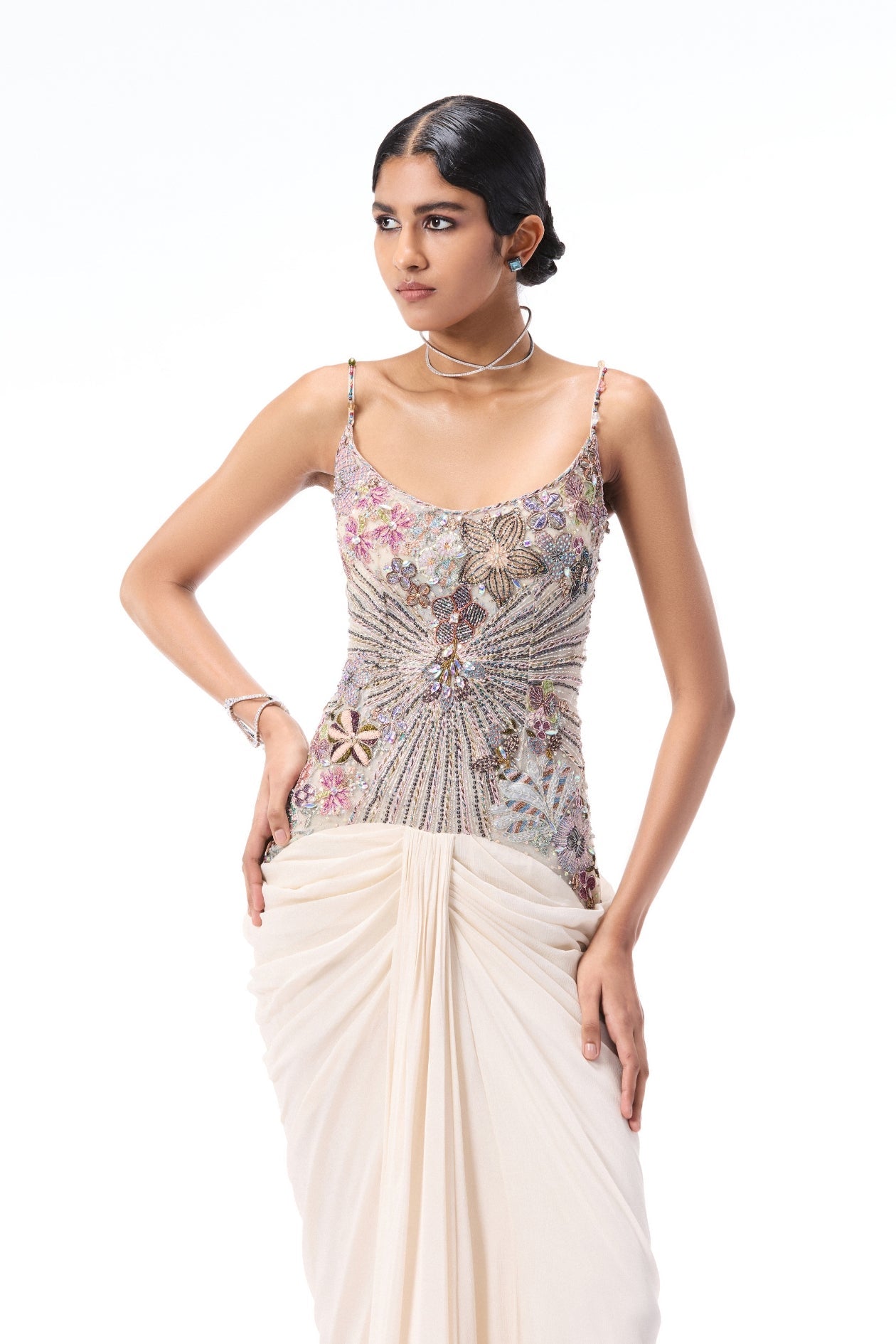 Mistmuse - Ivory Chiffon & Tulle Gown - Ready To Ship