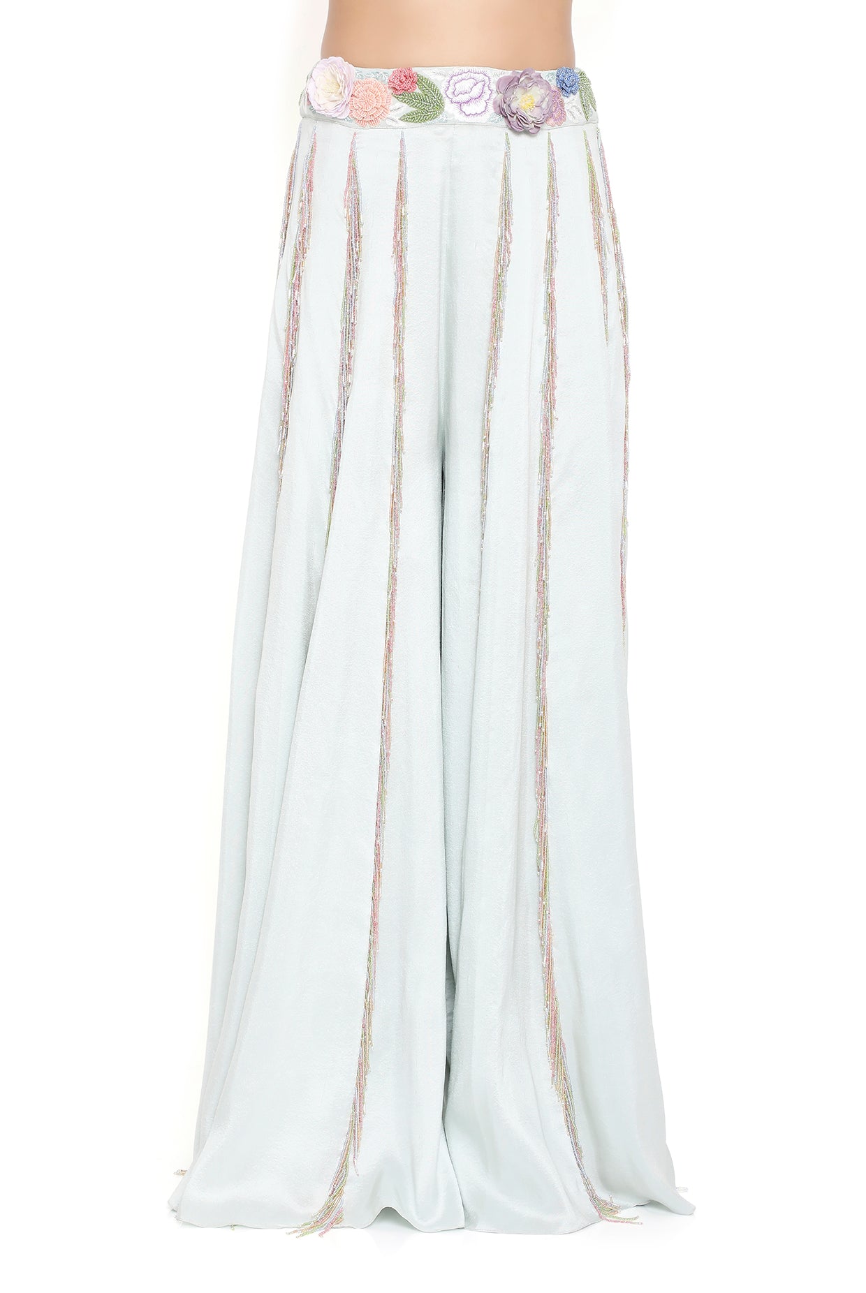 Andrea Sea Foam Embroidered Choli With Sharara And Dupatta