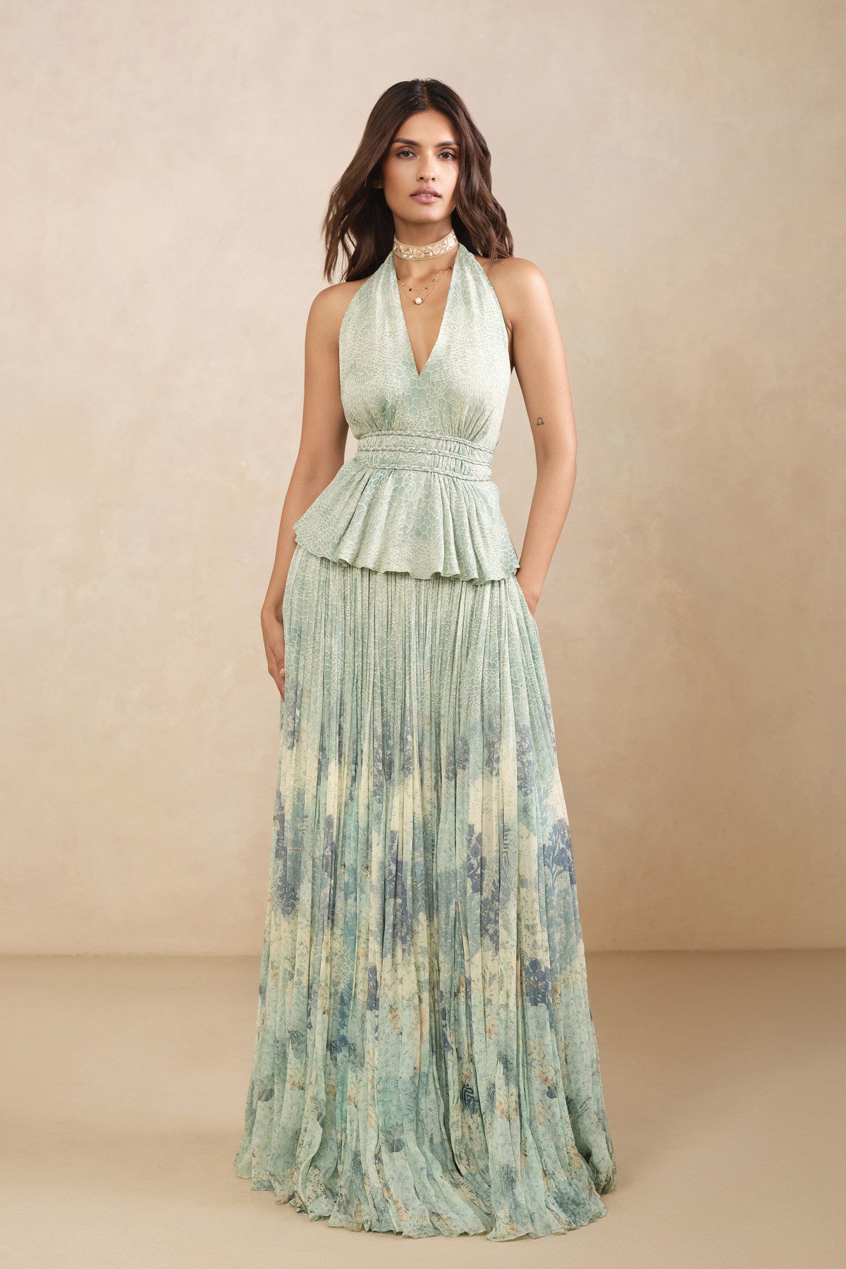 Akari Bemberg Skirt Set - Blue