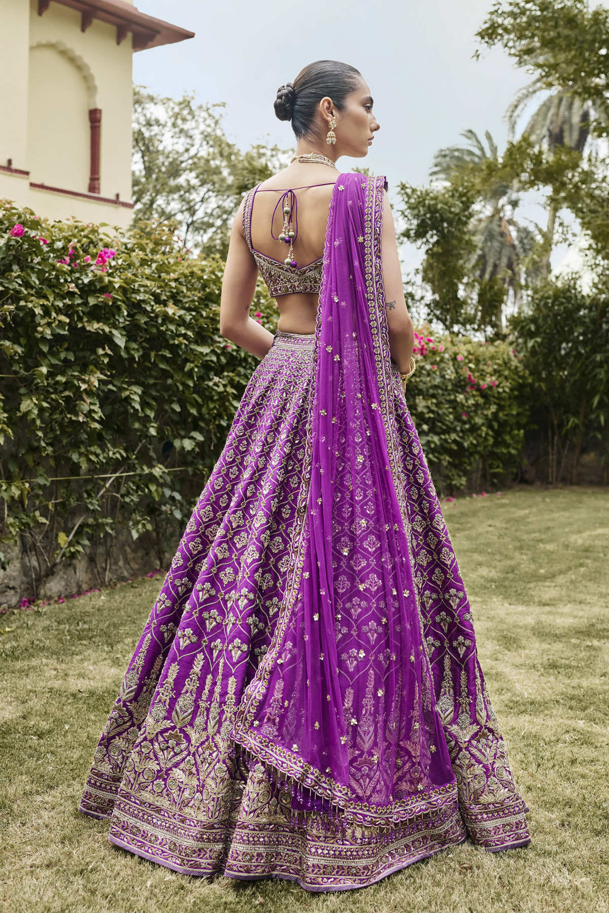 Adventure Gota Patti Silk Lehenga Set - Purple