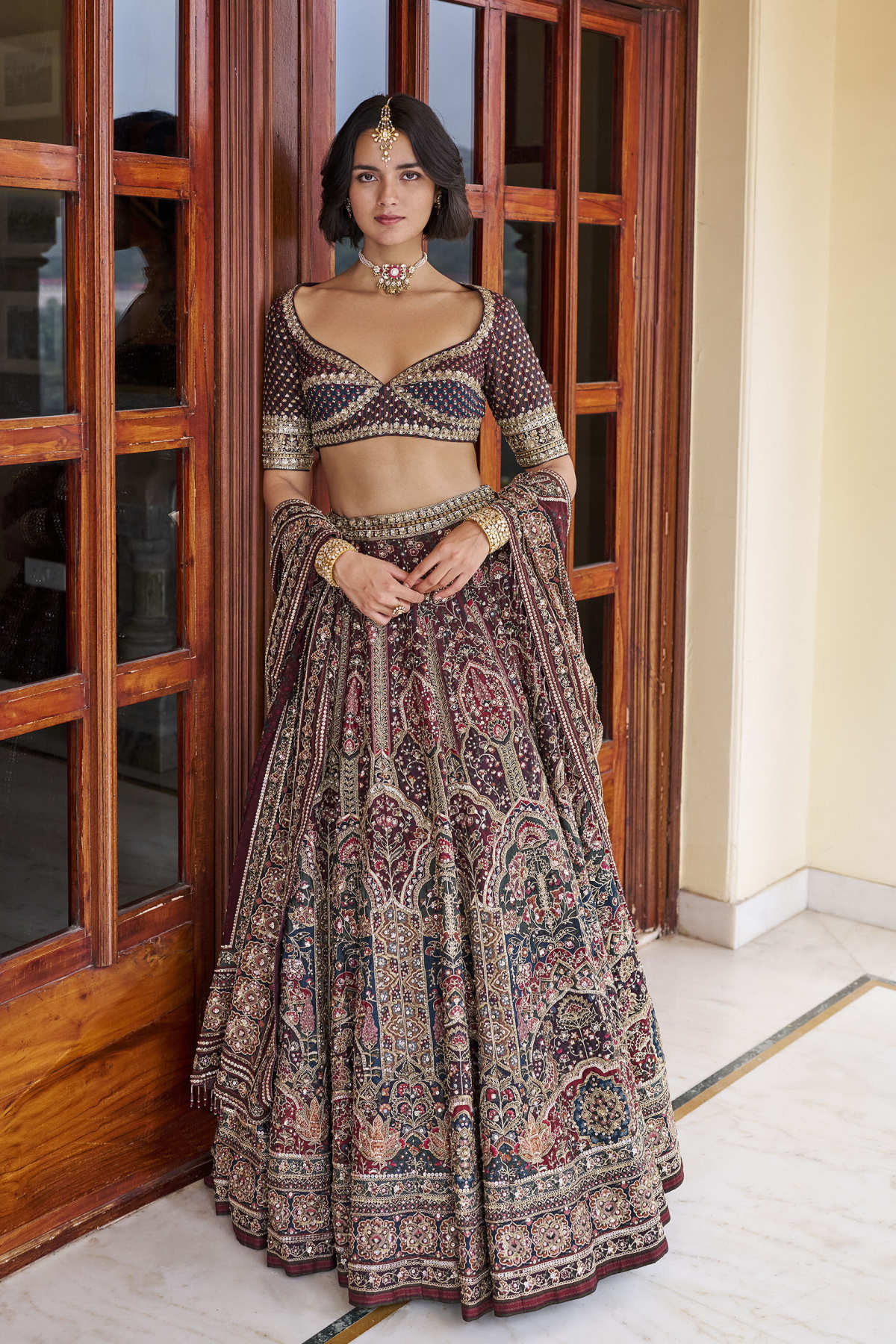 Heartful Gota Patti Bemberg Lehenga Set - Maroon
