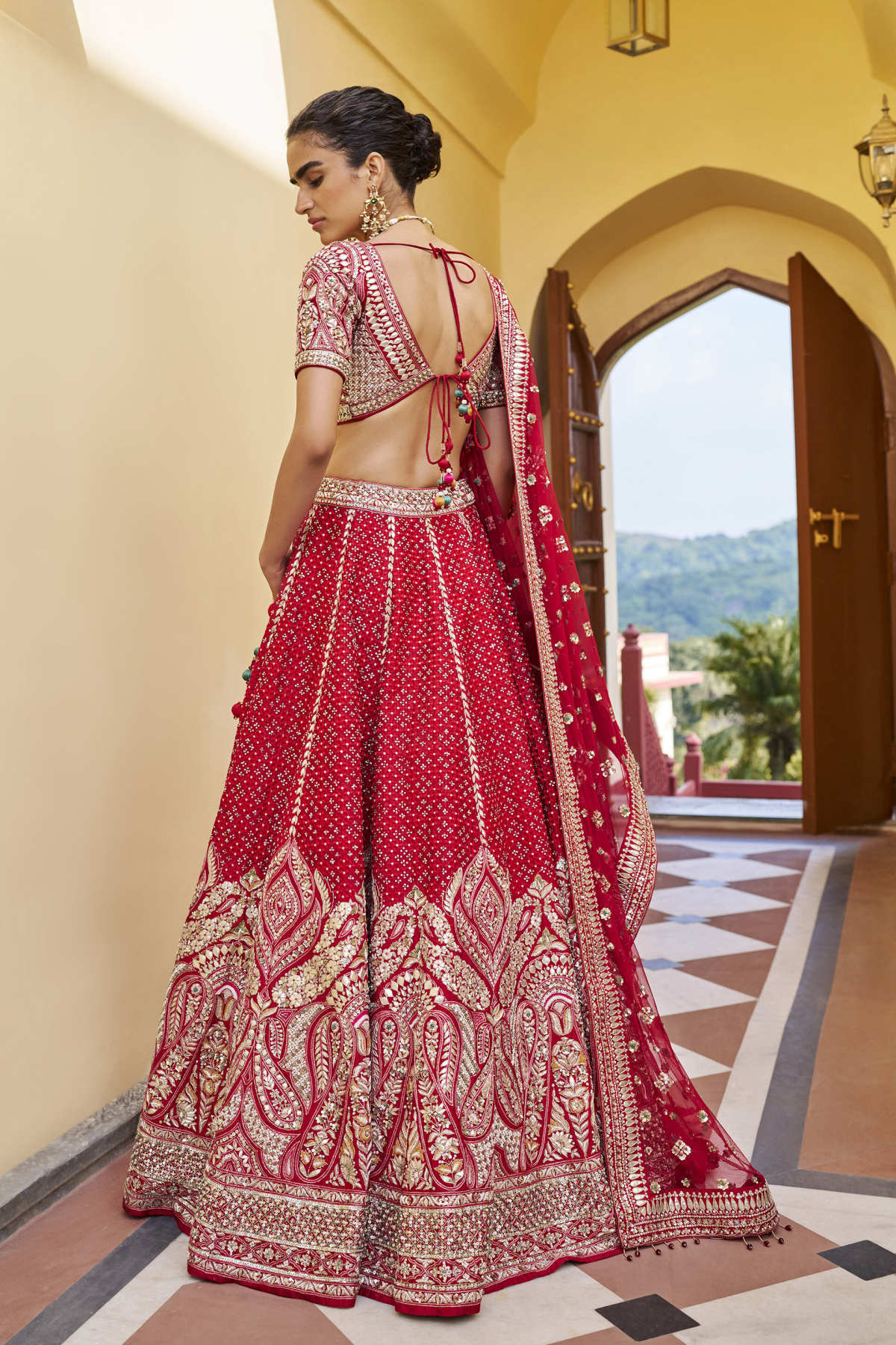 Radiance Gota Patti Silk Lehenga Set - Red