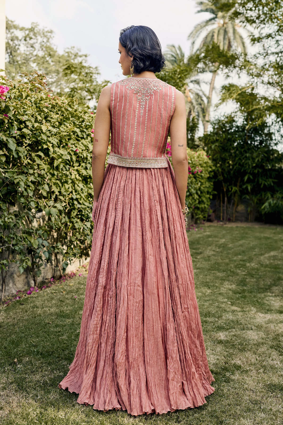 Memory Gota Patti Mul Skirt Set - Pink