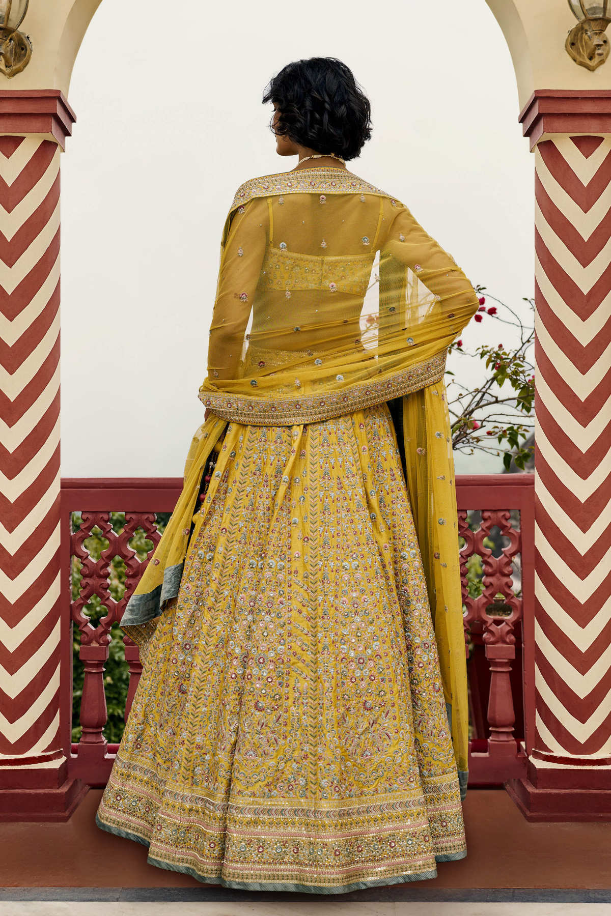 Ritual Embroidered Silk Lehenga Set - Yellow