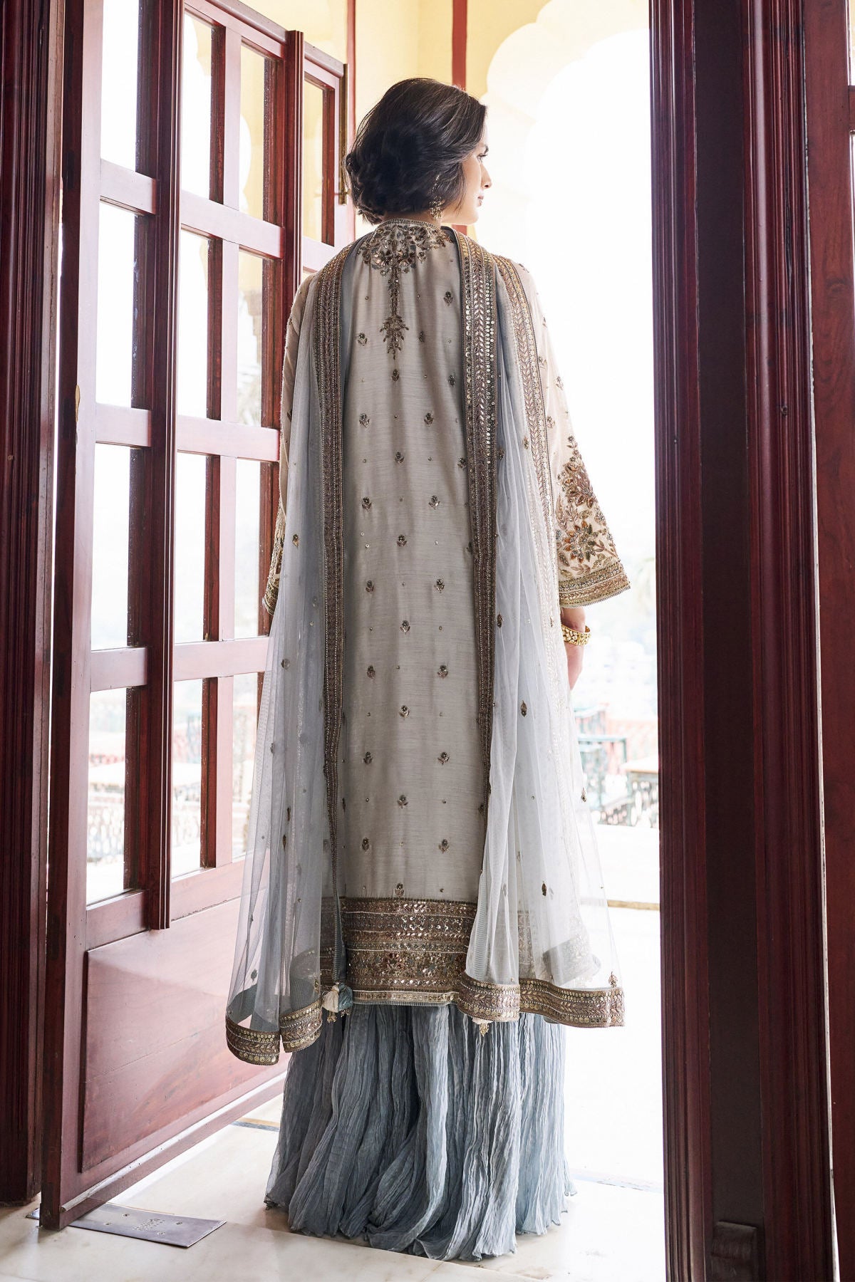 Nostalgia Gota Patti Suit Set - Ivory
