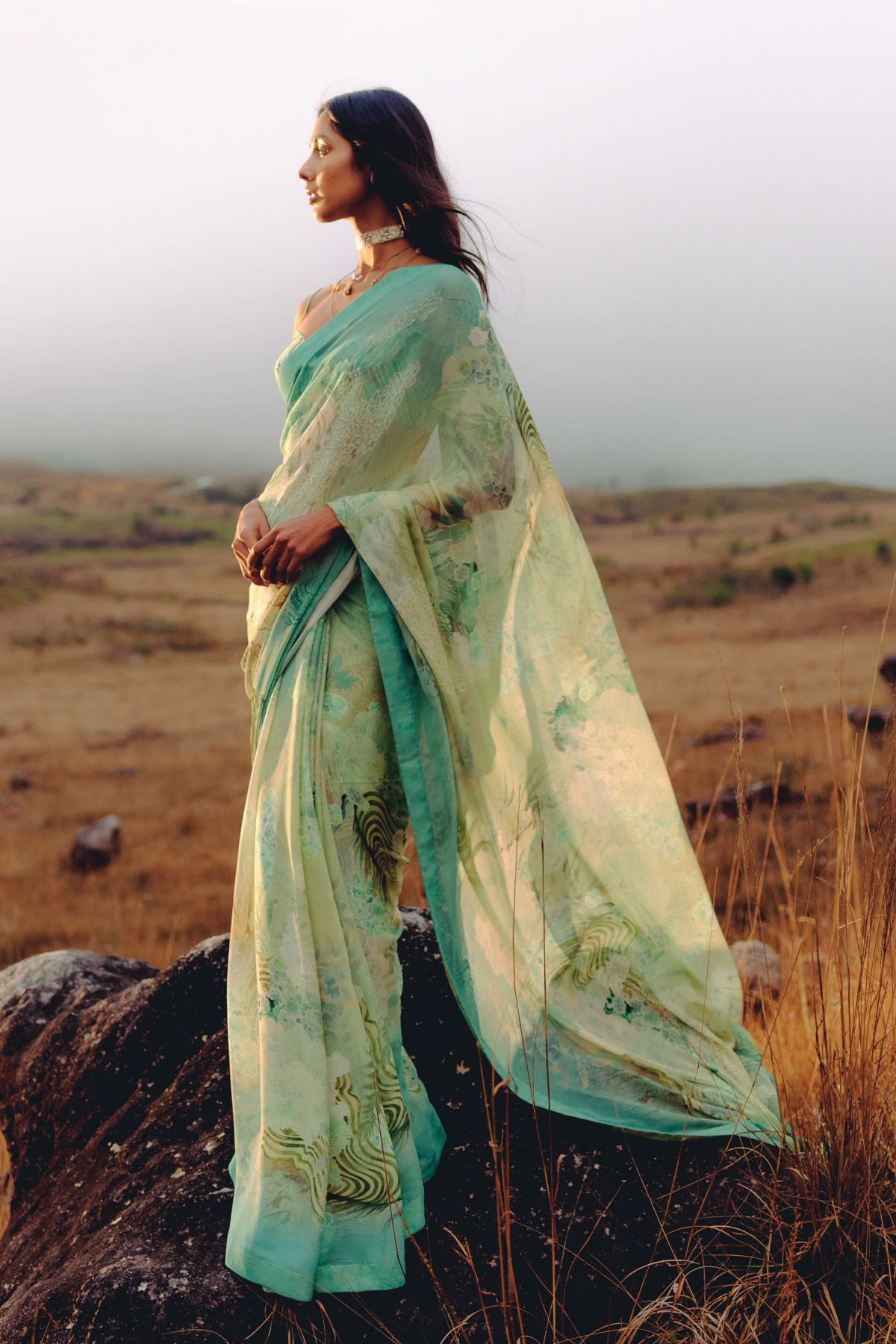 Suki Bemberg Saree - Aqua