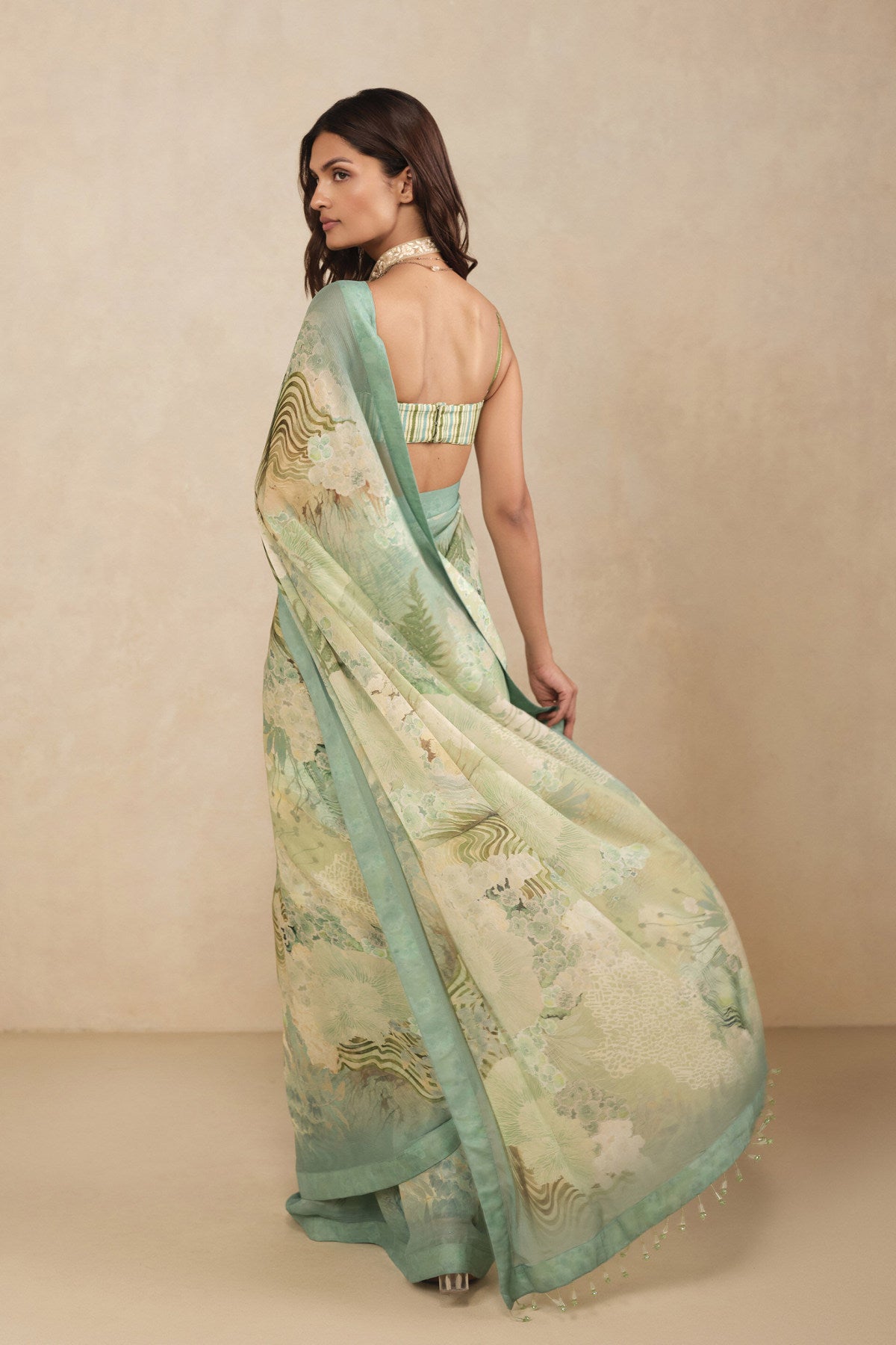 Suki Bemberg Saree - Aqua