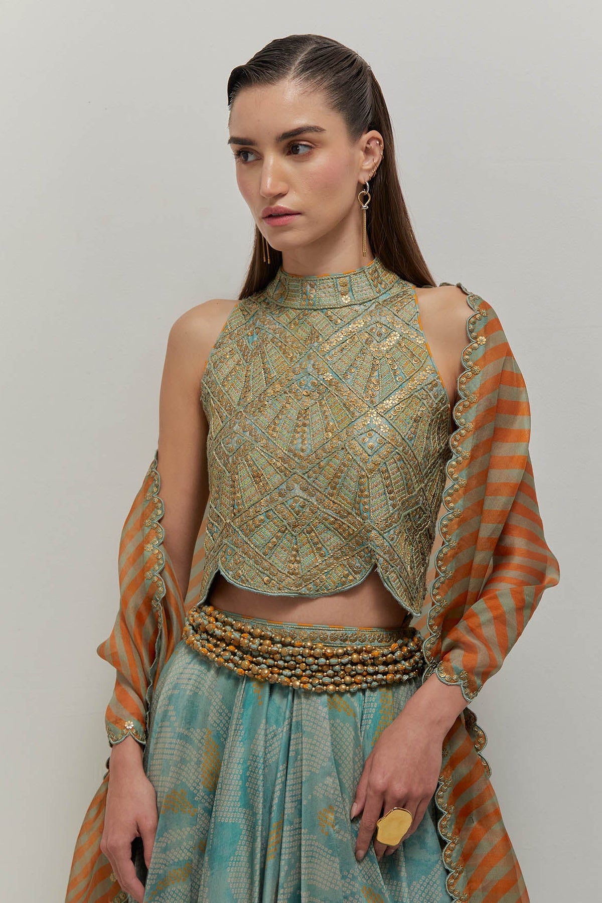 Artistic Scallop Top & Lehanga Set