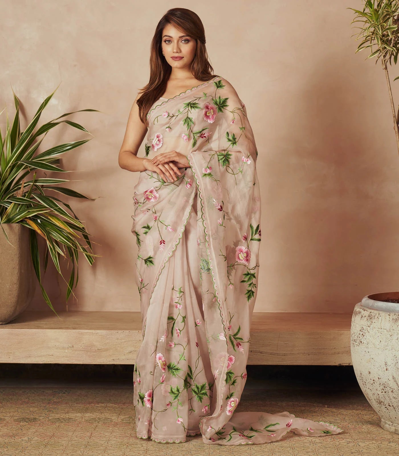 POWDER PINK SAREE SET