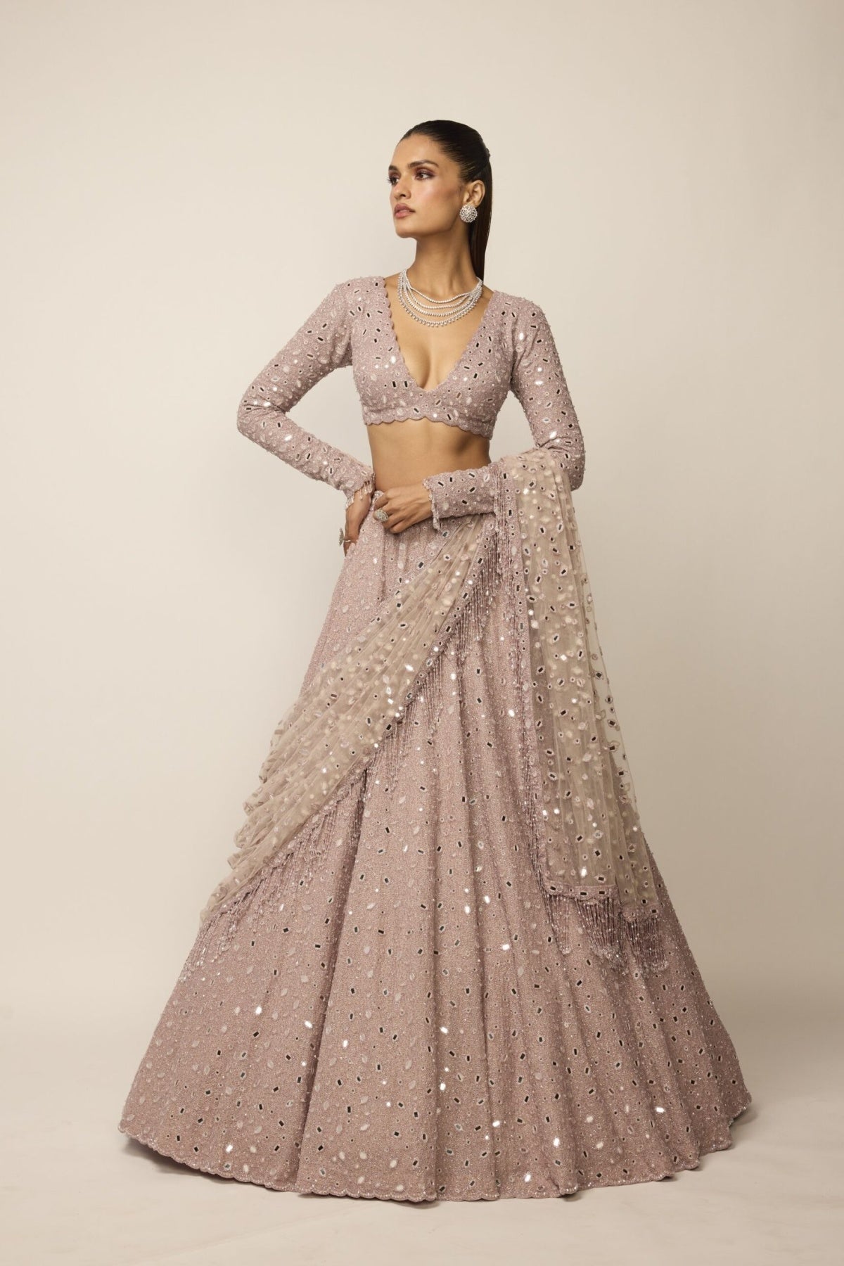 Ash Pink Lehenga Set