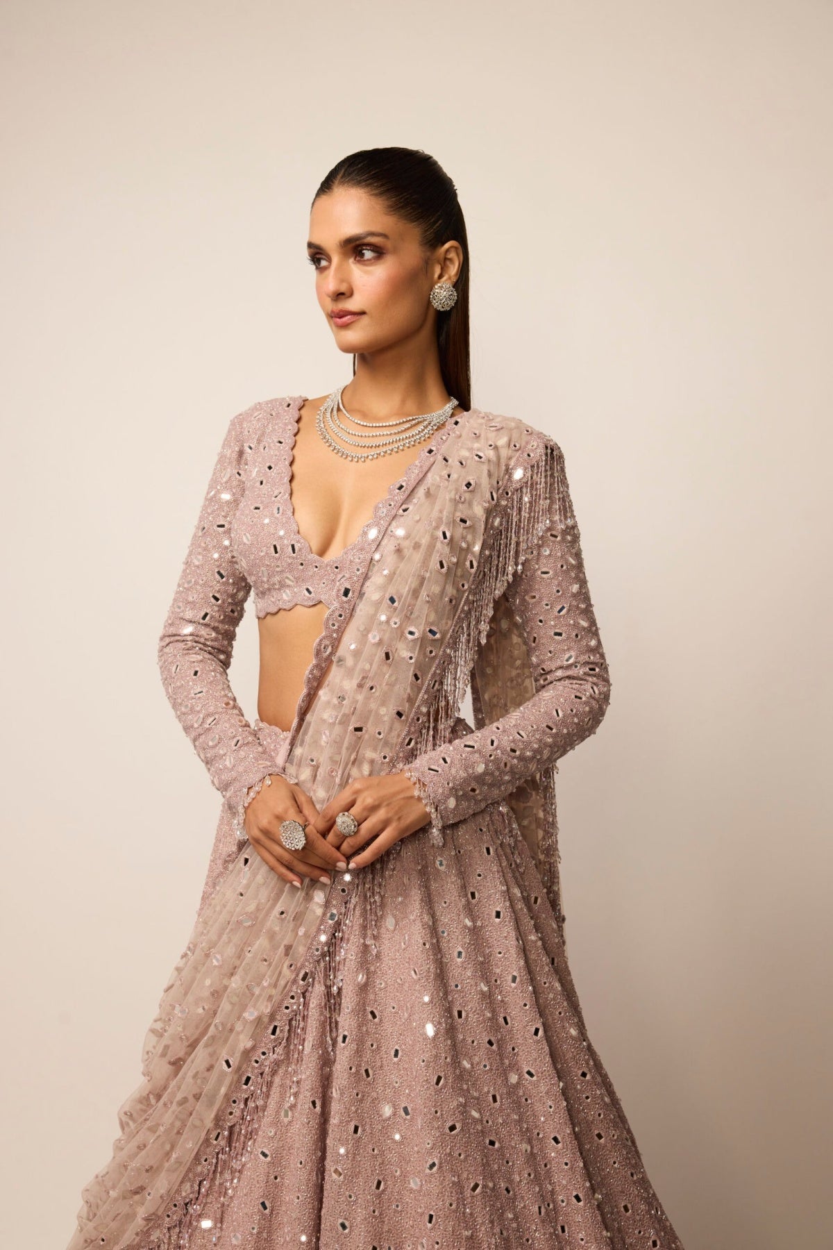 Ash Pink Lehenga Set