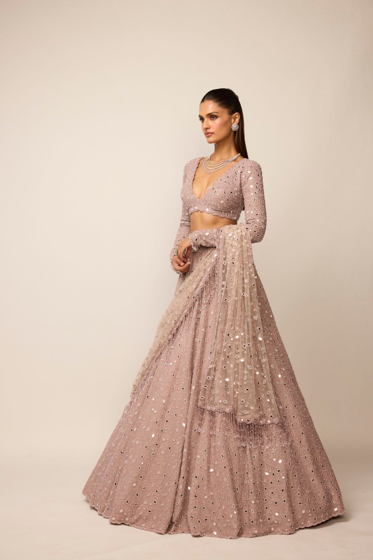 Ash Pink Lehenga Set