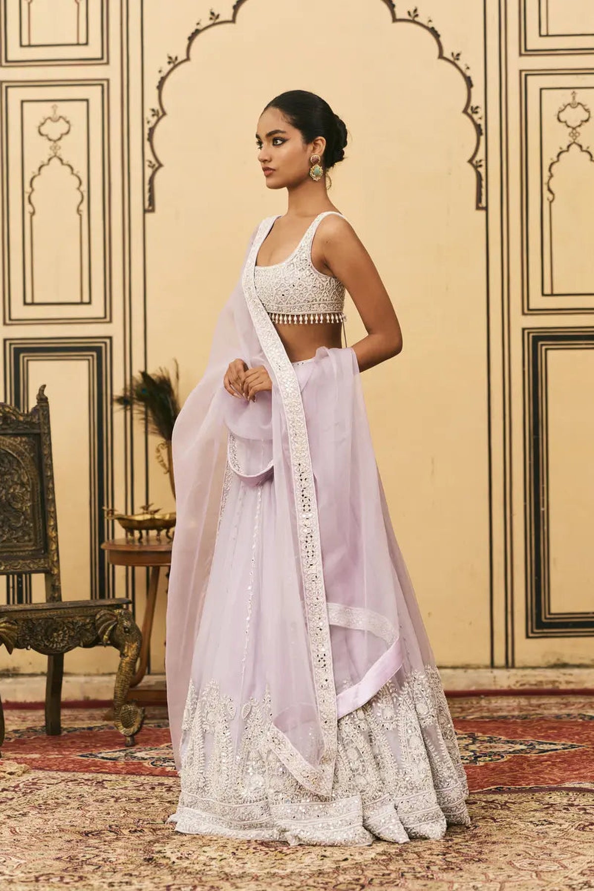Baingani Organza Lehenga Set