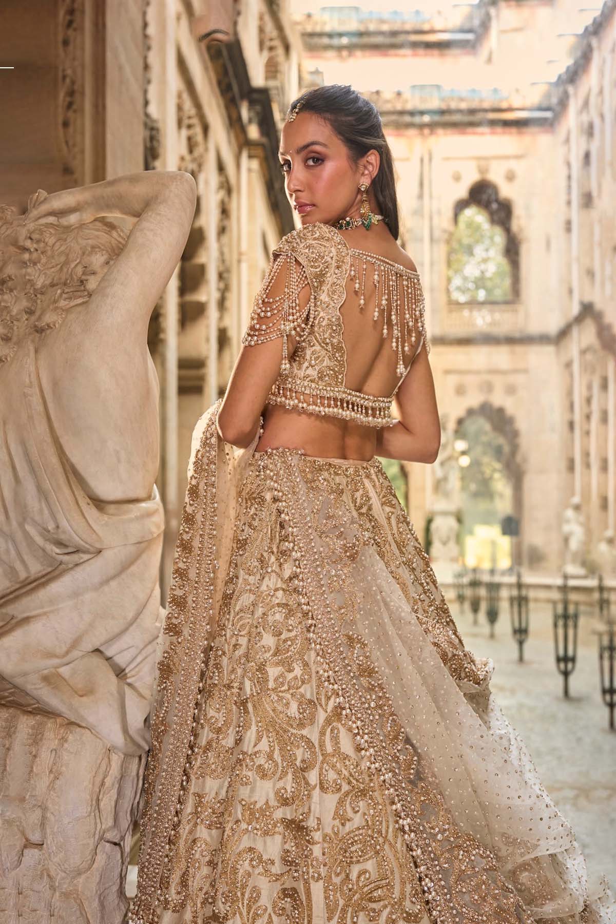 Beige & Gold Lehenga Set