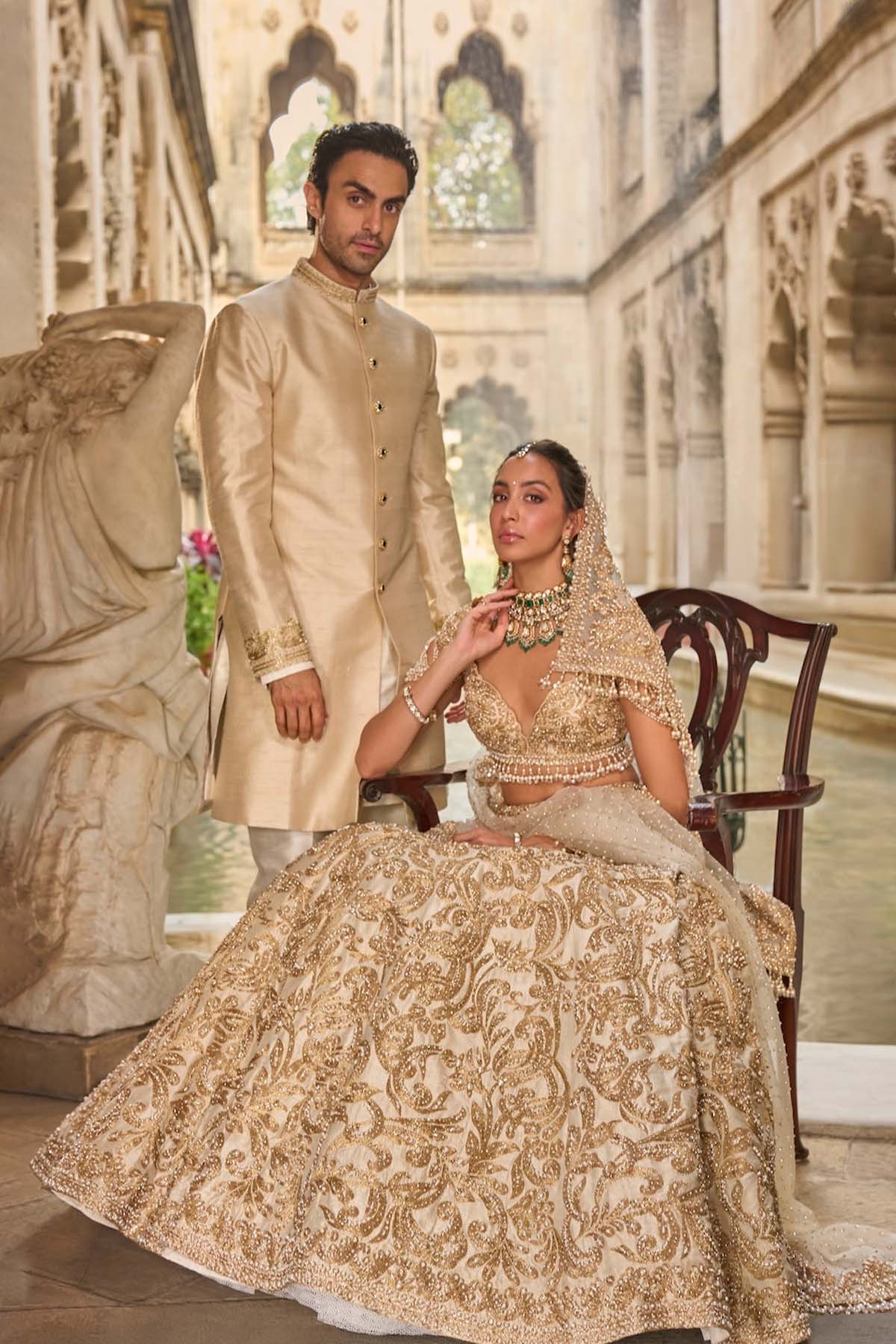 Beige & Gold Lehenga Set