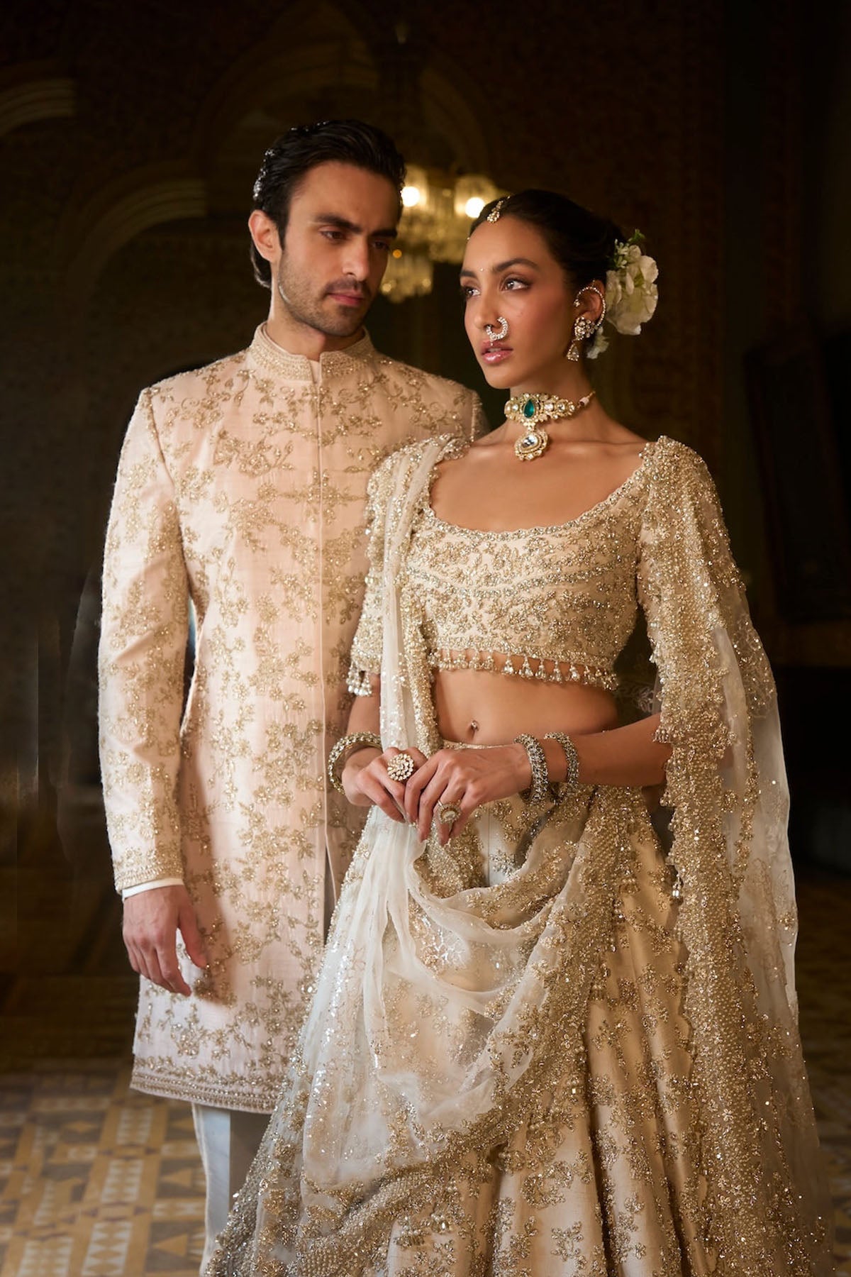 Beige Zardosi Lehenga Set