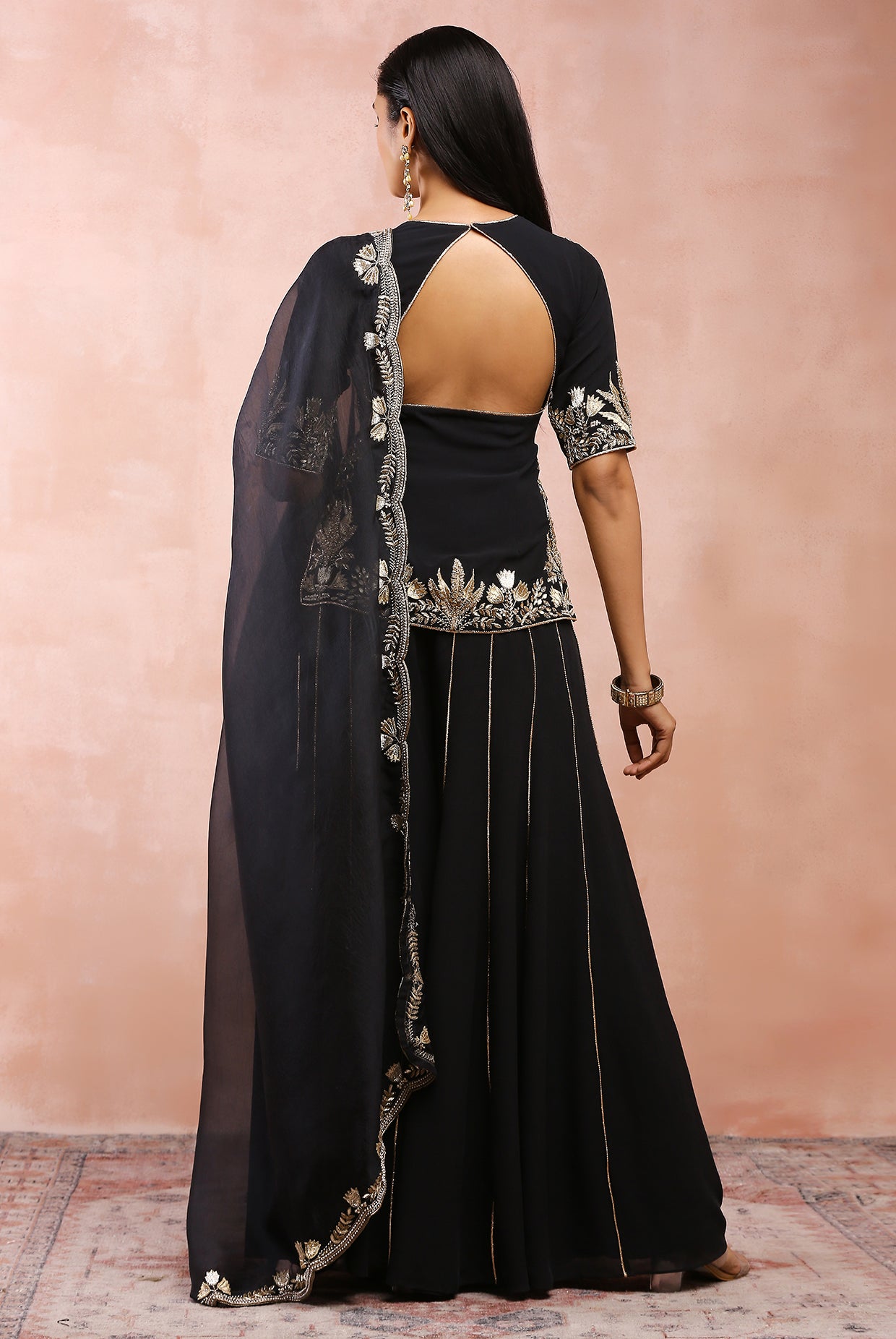 BLACK BAGH EMBROIDERED KURTA WITH SHARARA AND DUPATTA