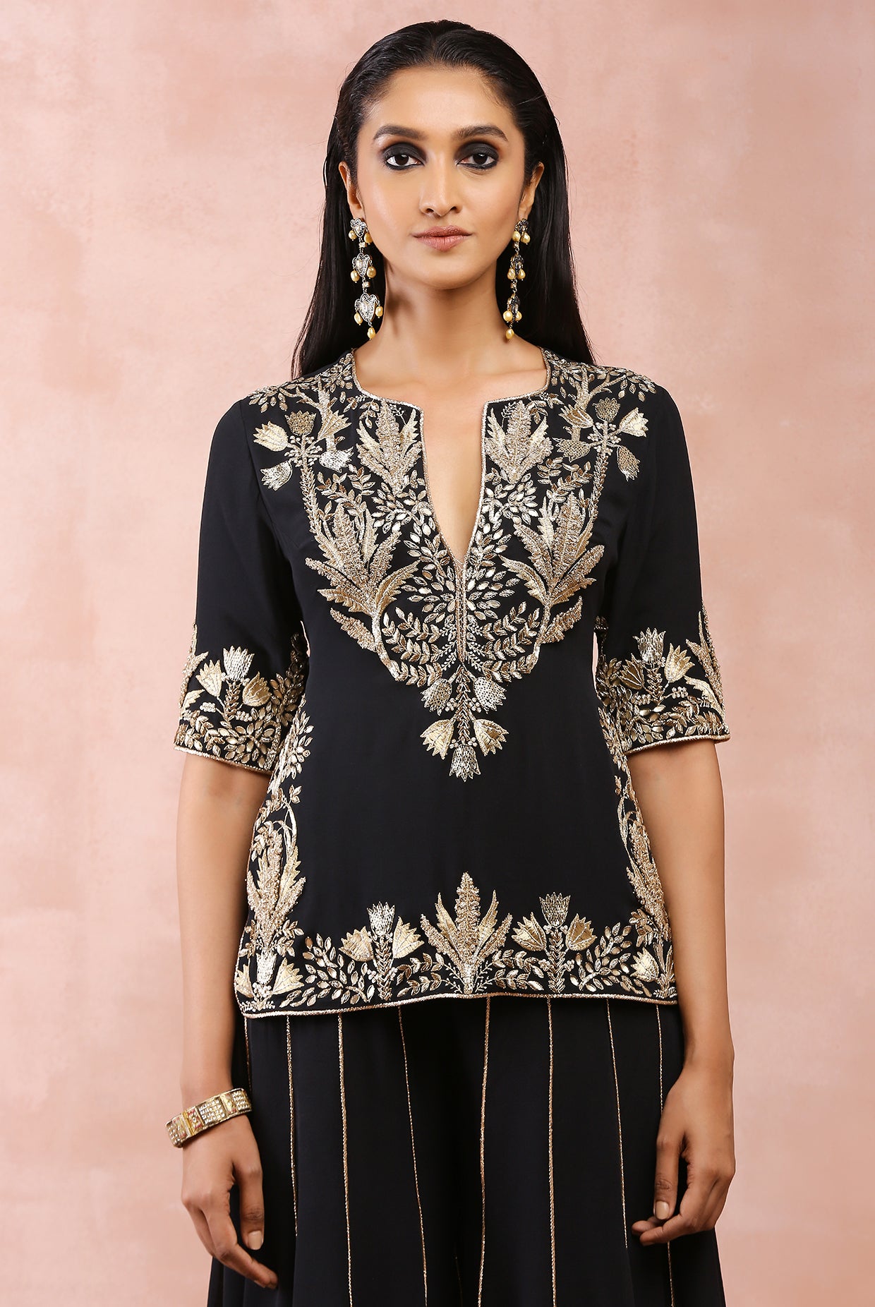 BLACK BAGH EMBROIDERED KURTA WITH SHARARA AND DUPATTA