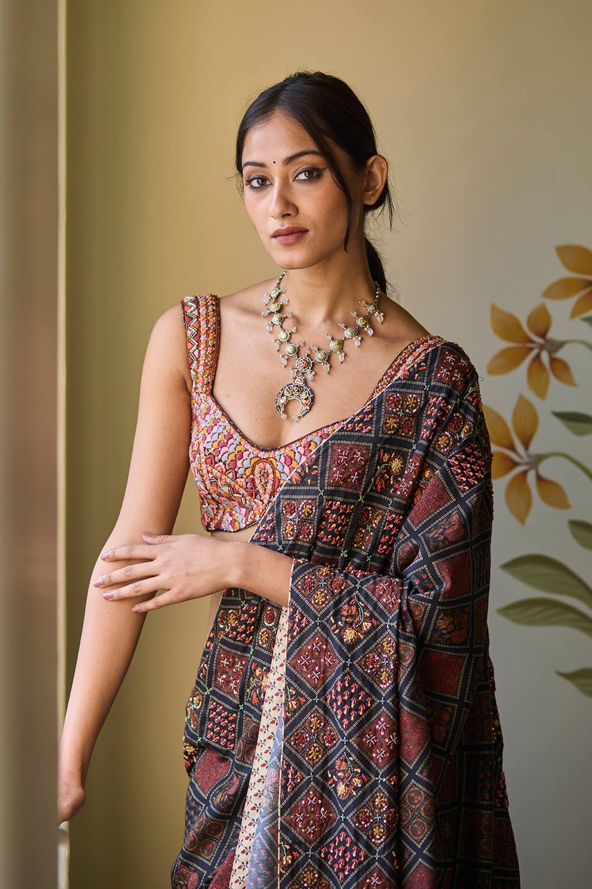 Black Beadwork Saree