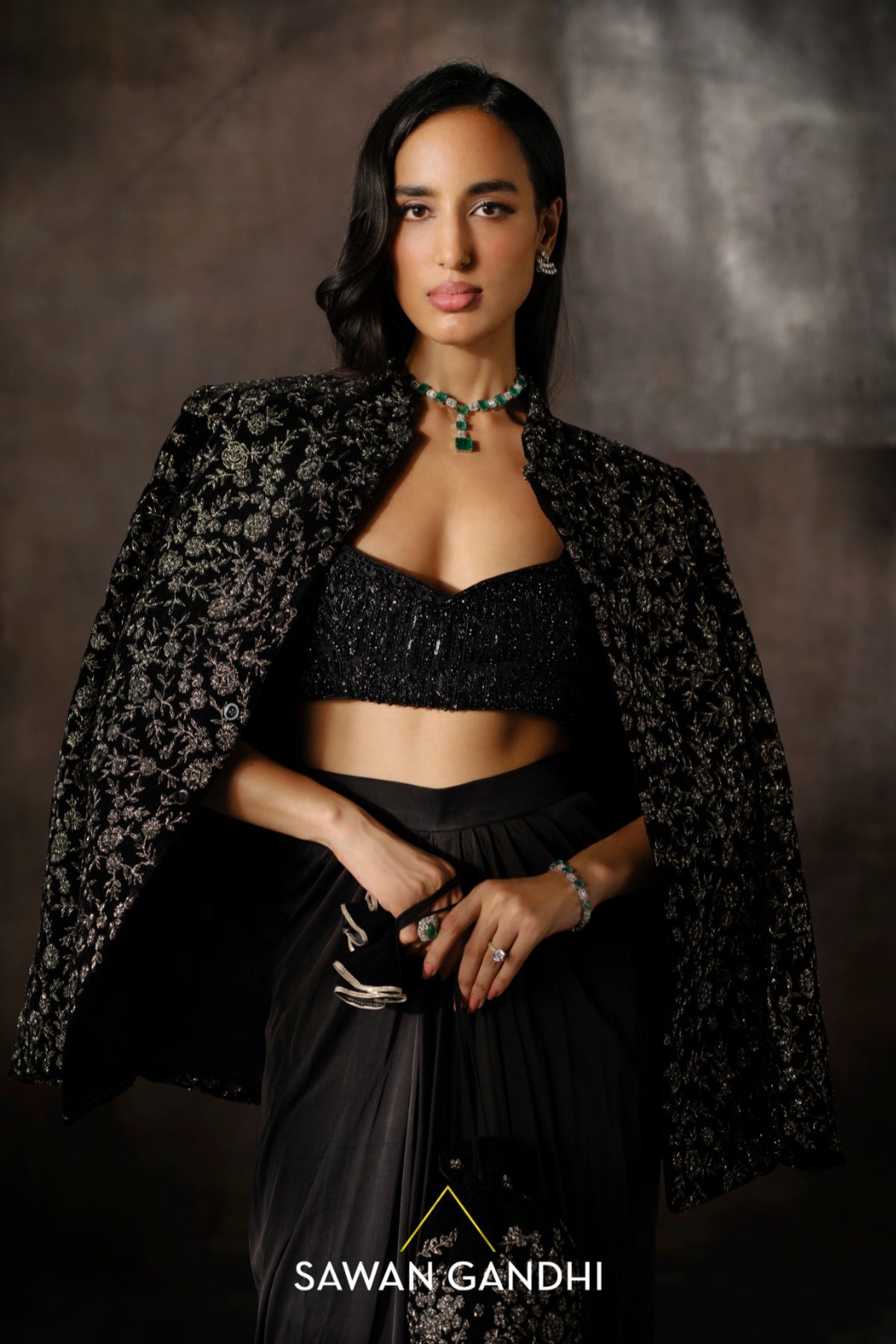 Black dhoti set