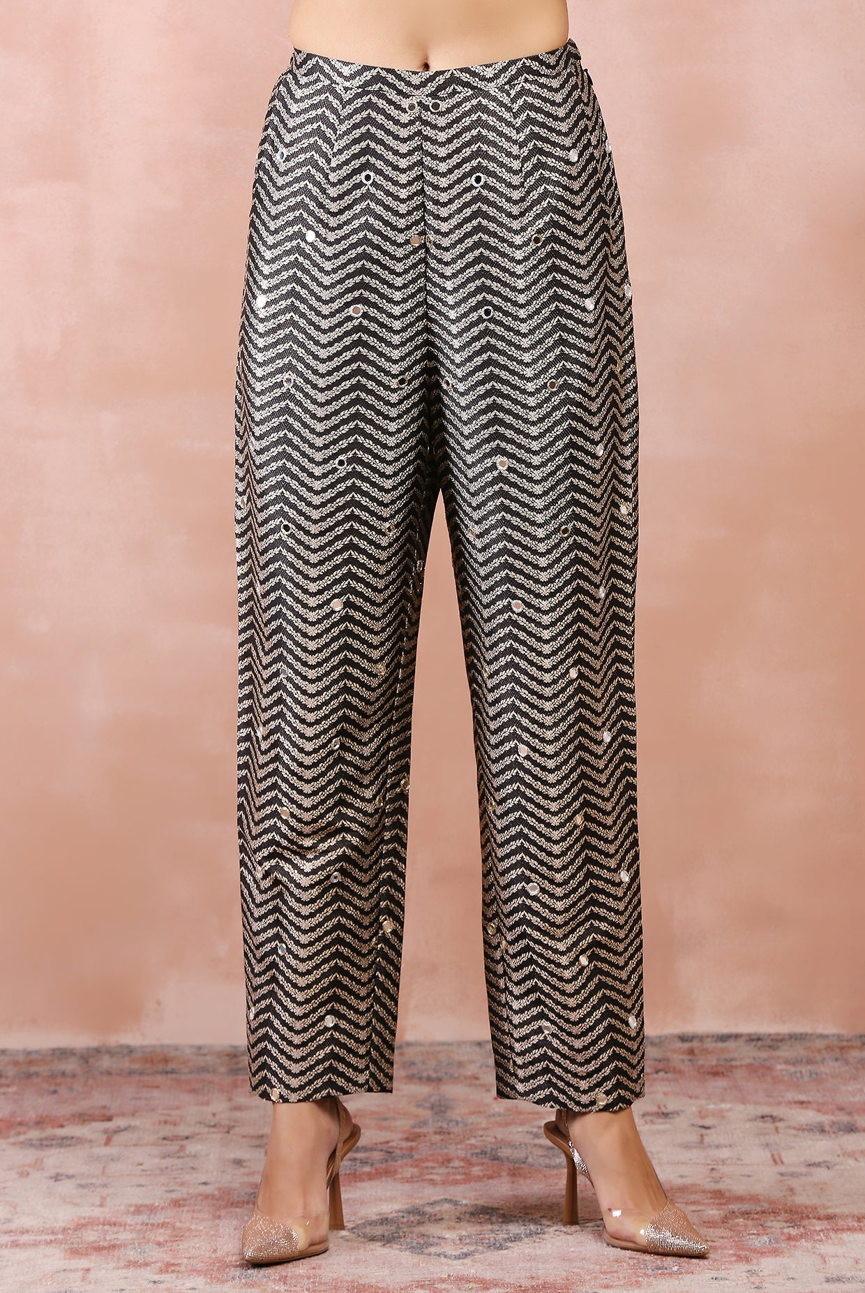 BLACK EMBROIDERED BLAZER WITH BUSTIER AND PANT