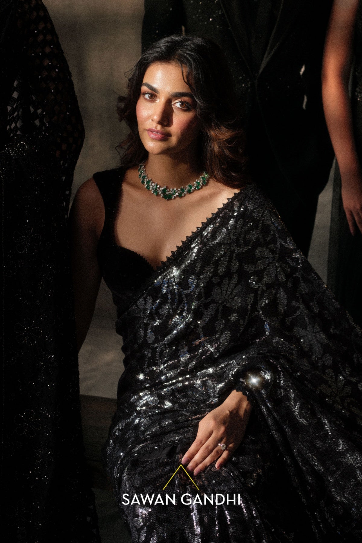 Black sequins saree