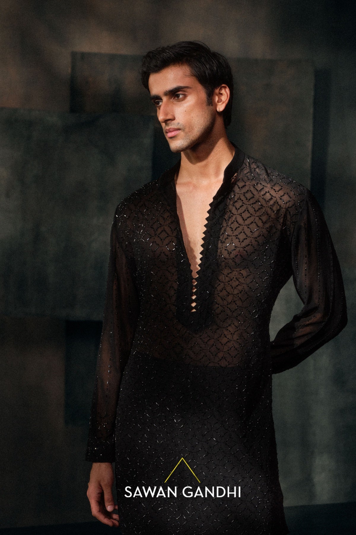 Black Swaroski Jaal Kurta
