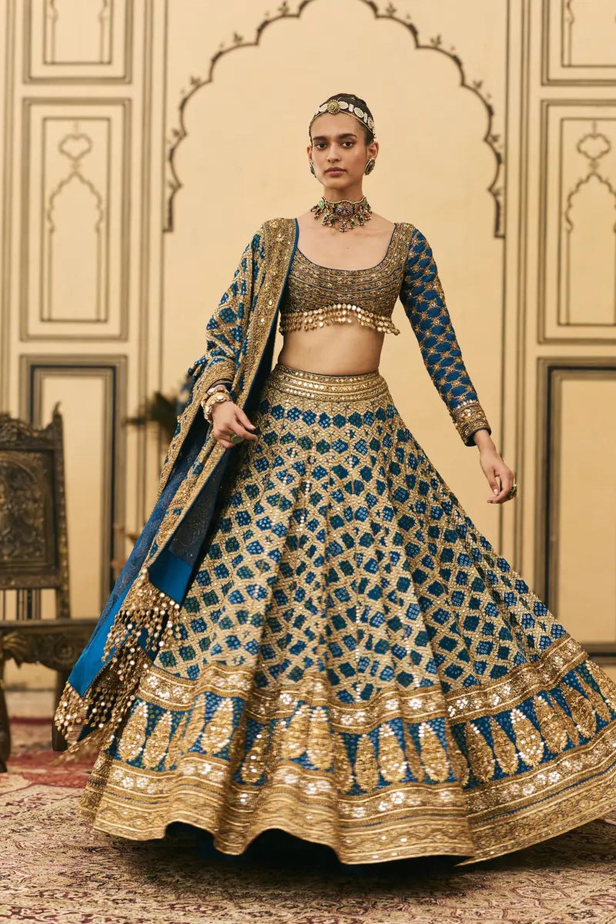 Blue Bandhani Lehenga Set
