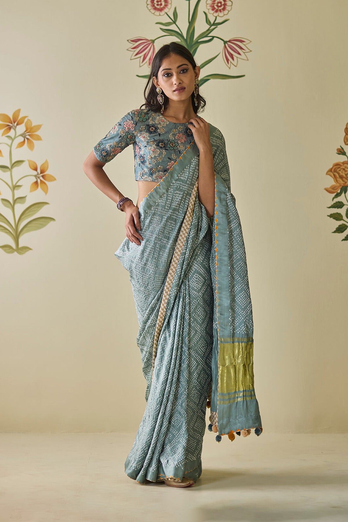 Blue Bandhani Saree