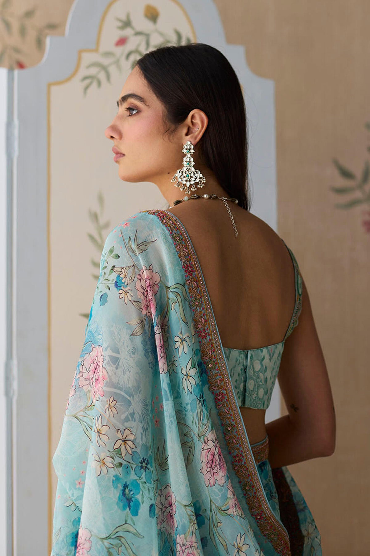 Blue Floral Saree