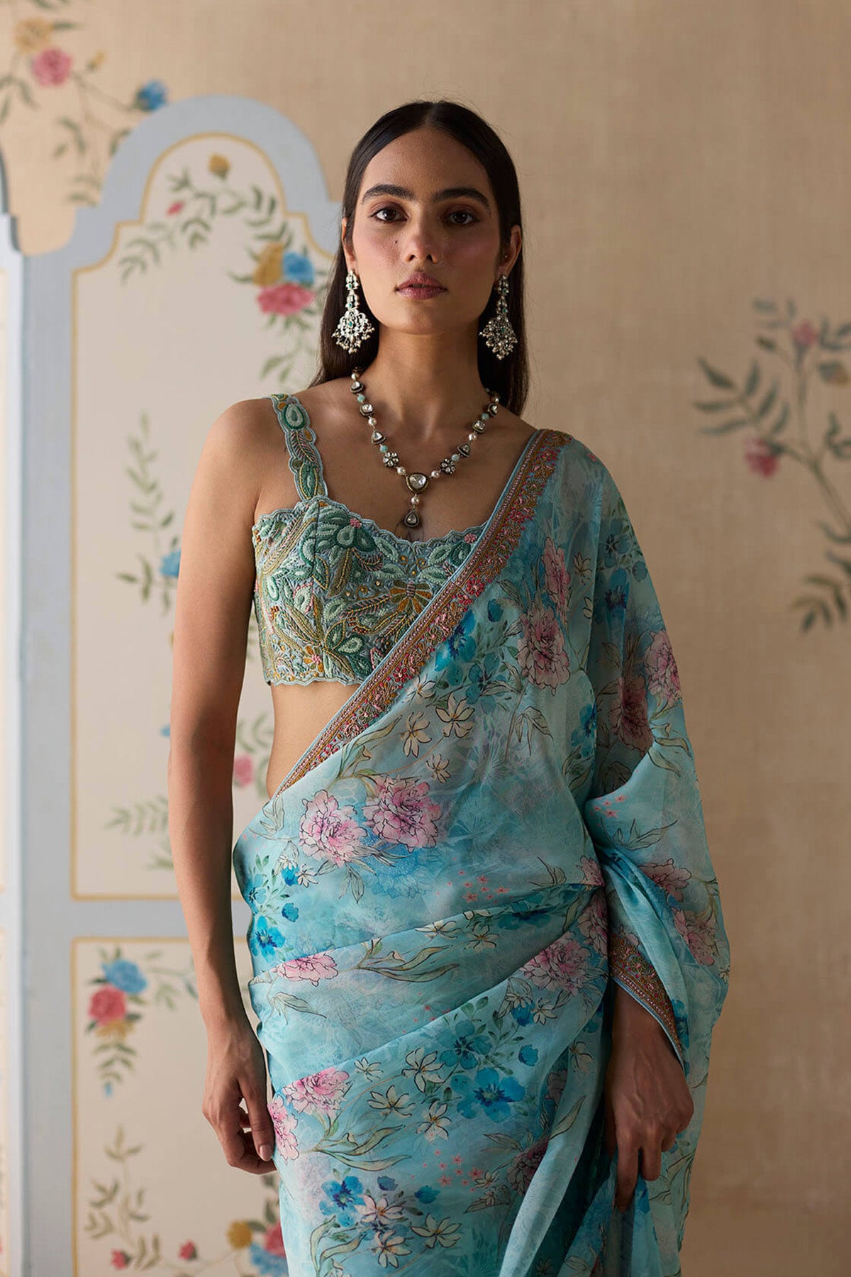 Blue Floral Saree
