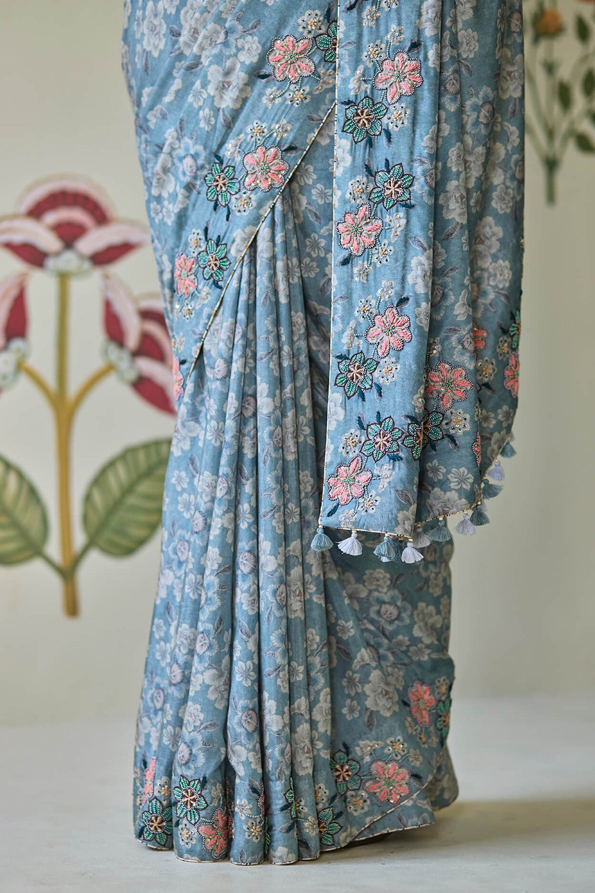 Blue Floral Saree