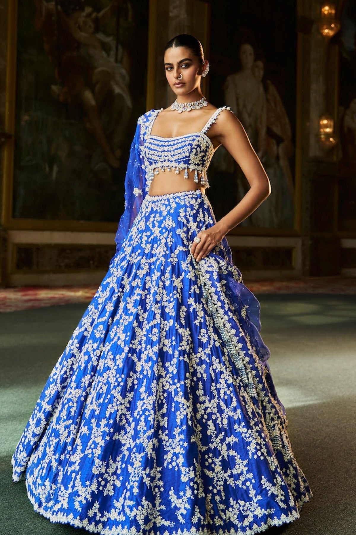 Blue Thread Work Lehenga Set