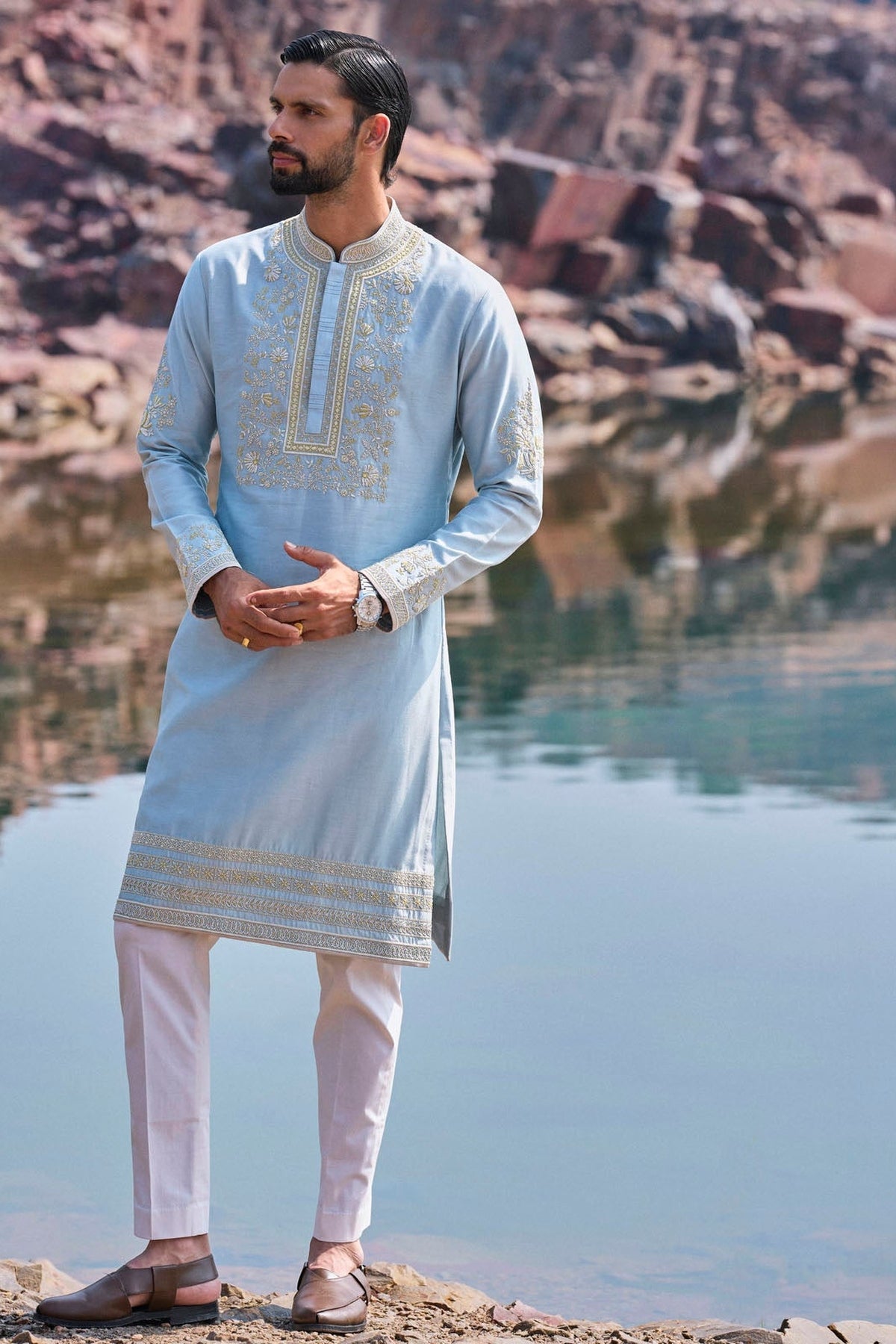 Blue Yellow Kurta Set