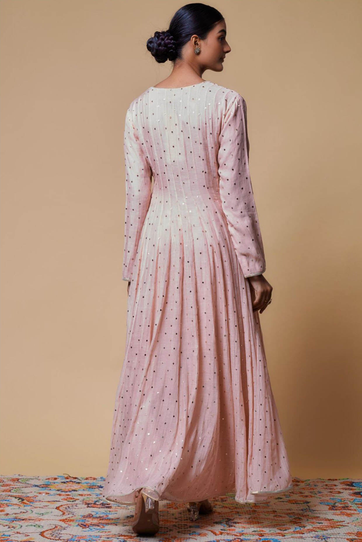 Blush Pink Embroidered Anarkali With Churidar And Dupatta