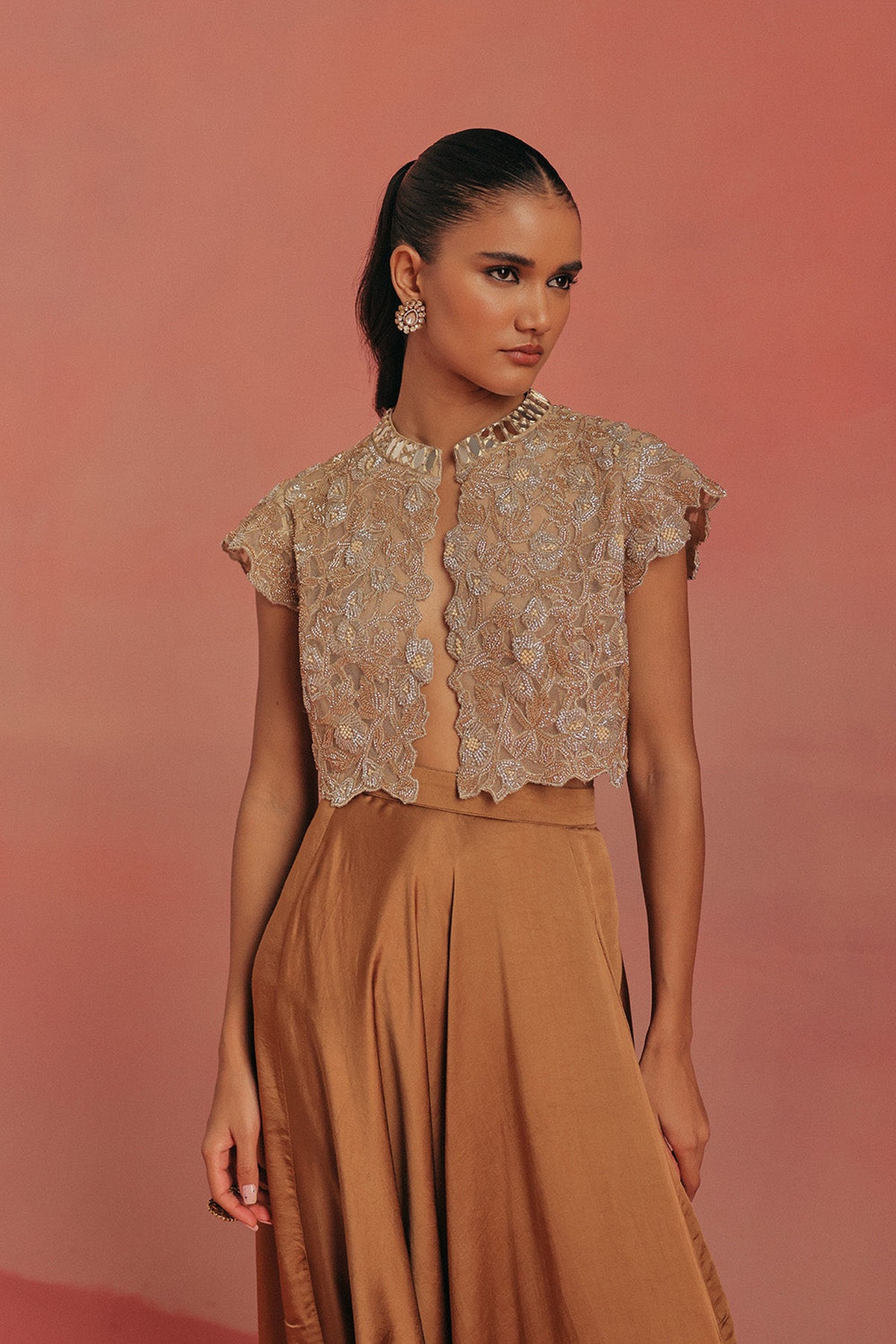 Cap Sleeves Crop Jacket