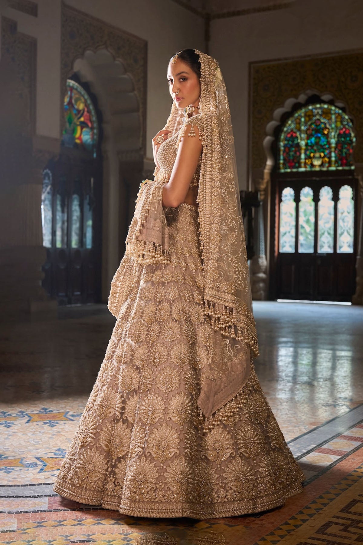 Champagne Pearl Lehenga Set